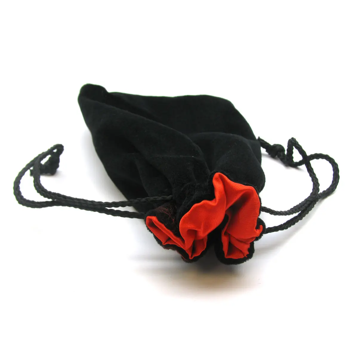 Koplow Games 5"x8" Black Velvet Dice Bag - Red Lining