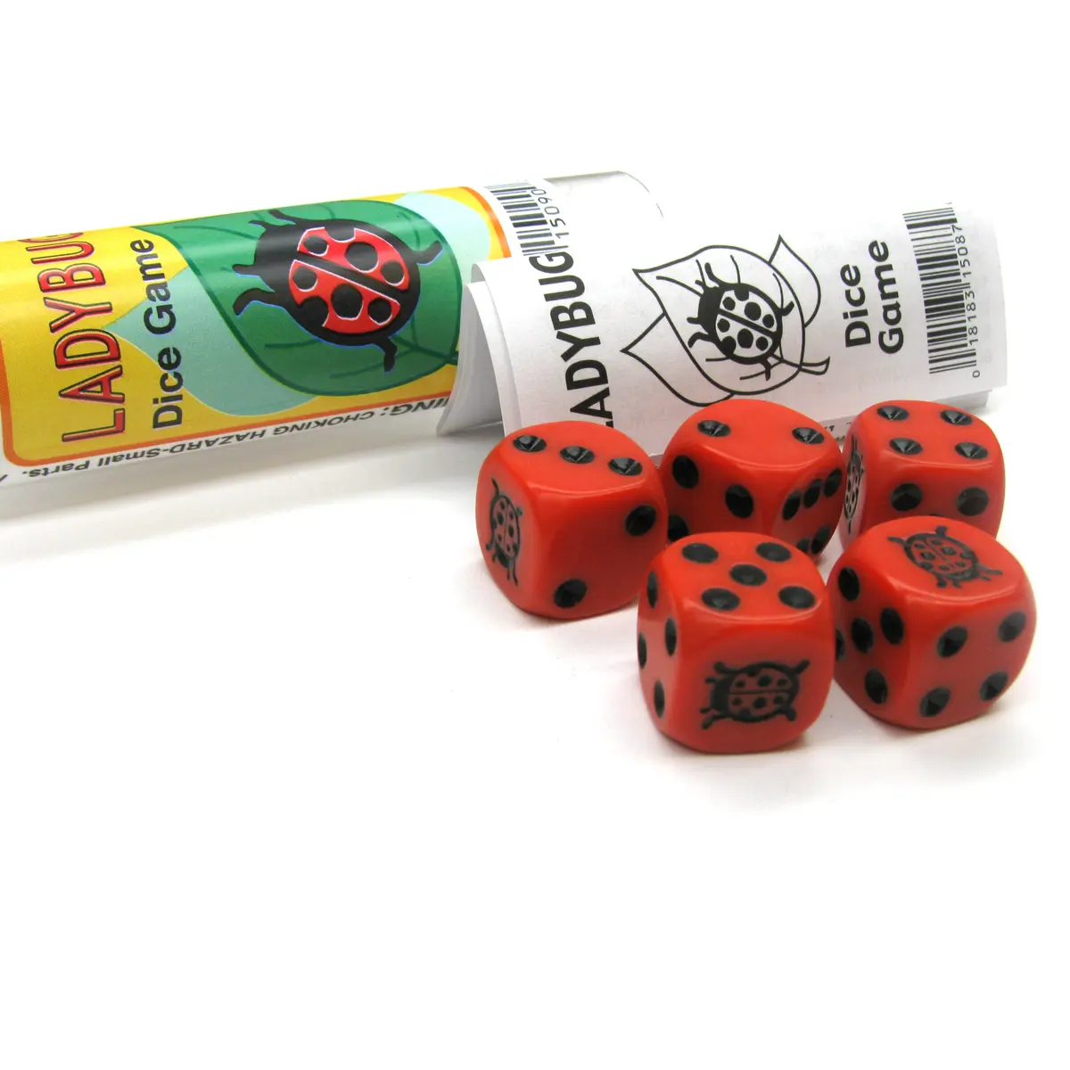 Ladybug Dice Game 5 Dice Set with Travel Tube and Instructions
