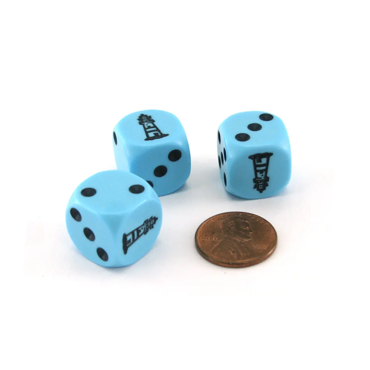 Lighthouse On The Rocks Dice Game Set with 3 Blue Dice