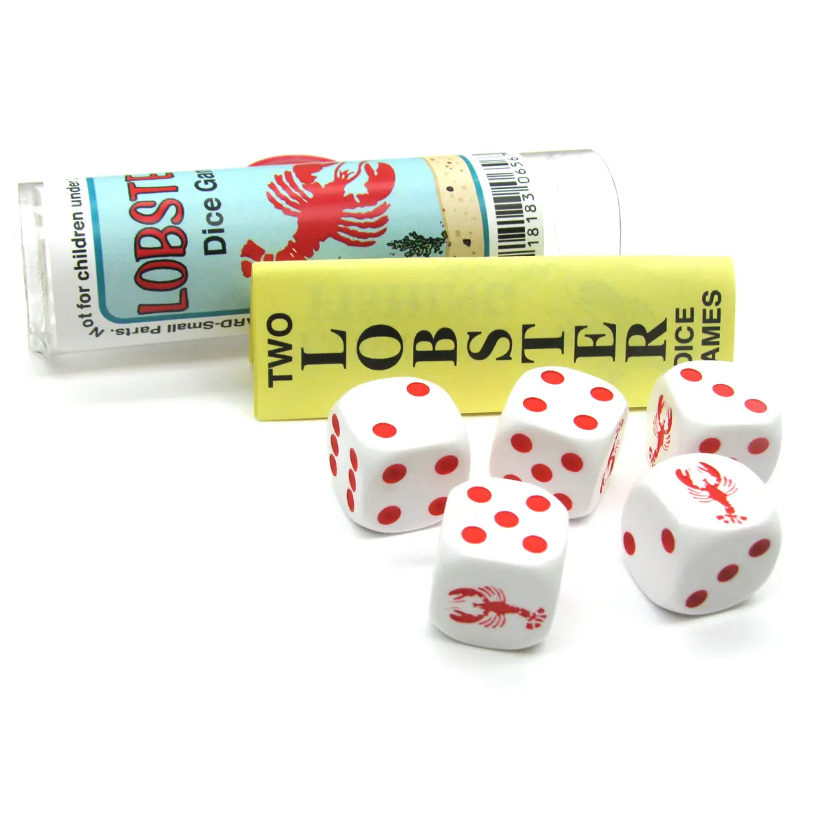 Lobster Dice Game 5 Dice Set with Travel Tube and Instructions