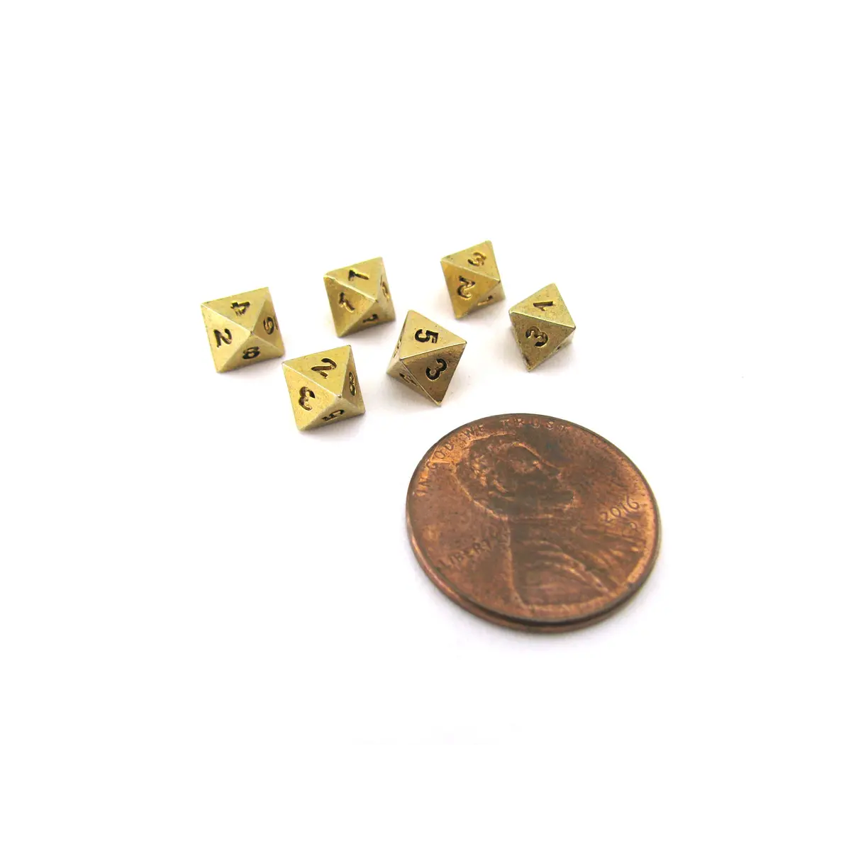 Micro Metal 5mm Gold Colored Chessex Dice, 6 Pieces - D8