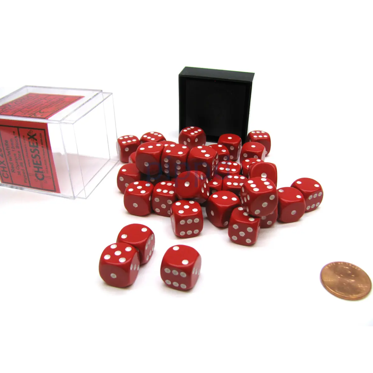Opaque 12mm D6 Chessex Dice Block (36 Die) - Red with White Pips