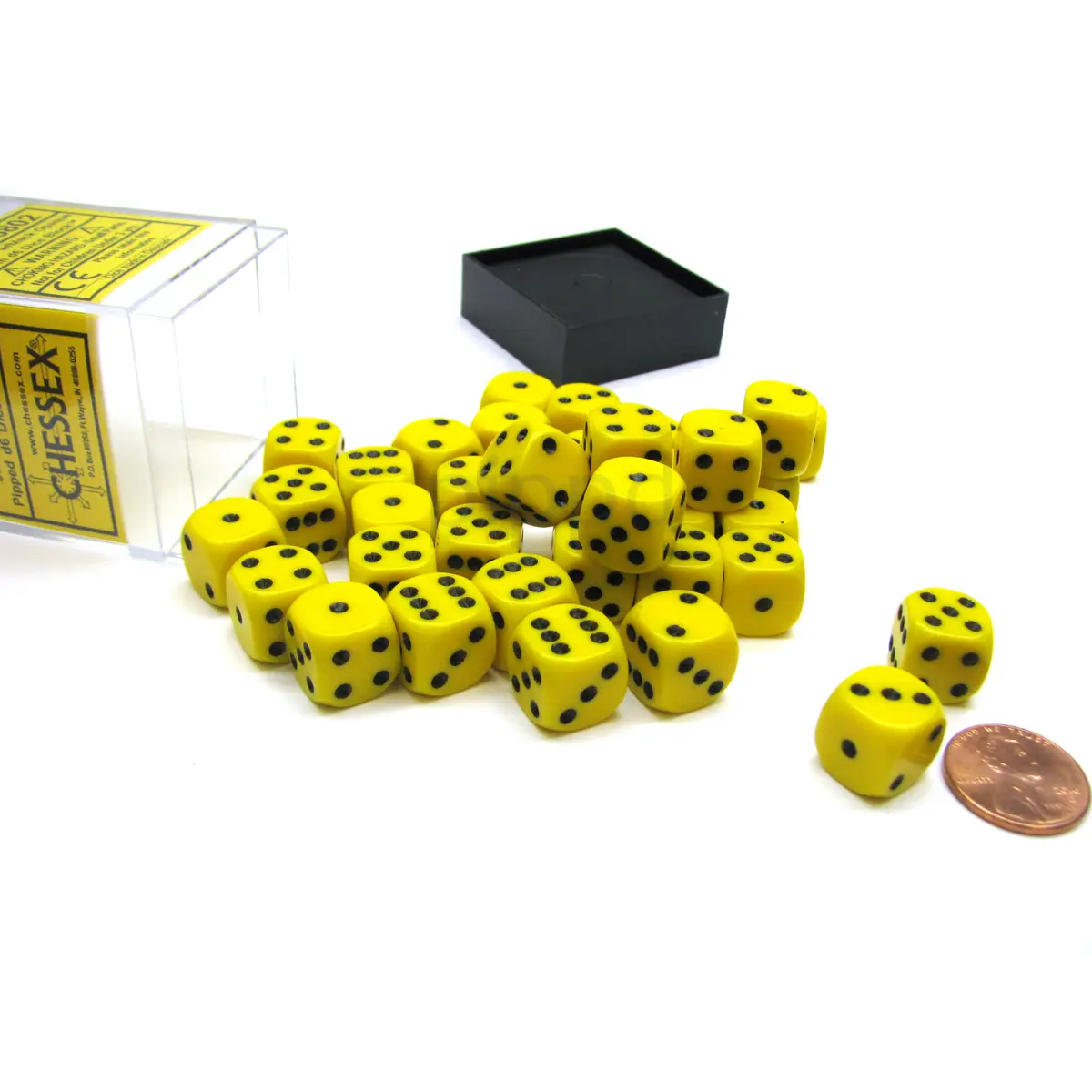 Opaque 12mm D6 Chessex Dice Block (36 Die) - Yellow with Black Pips