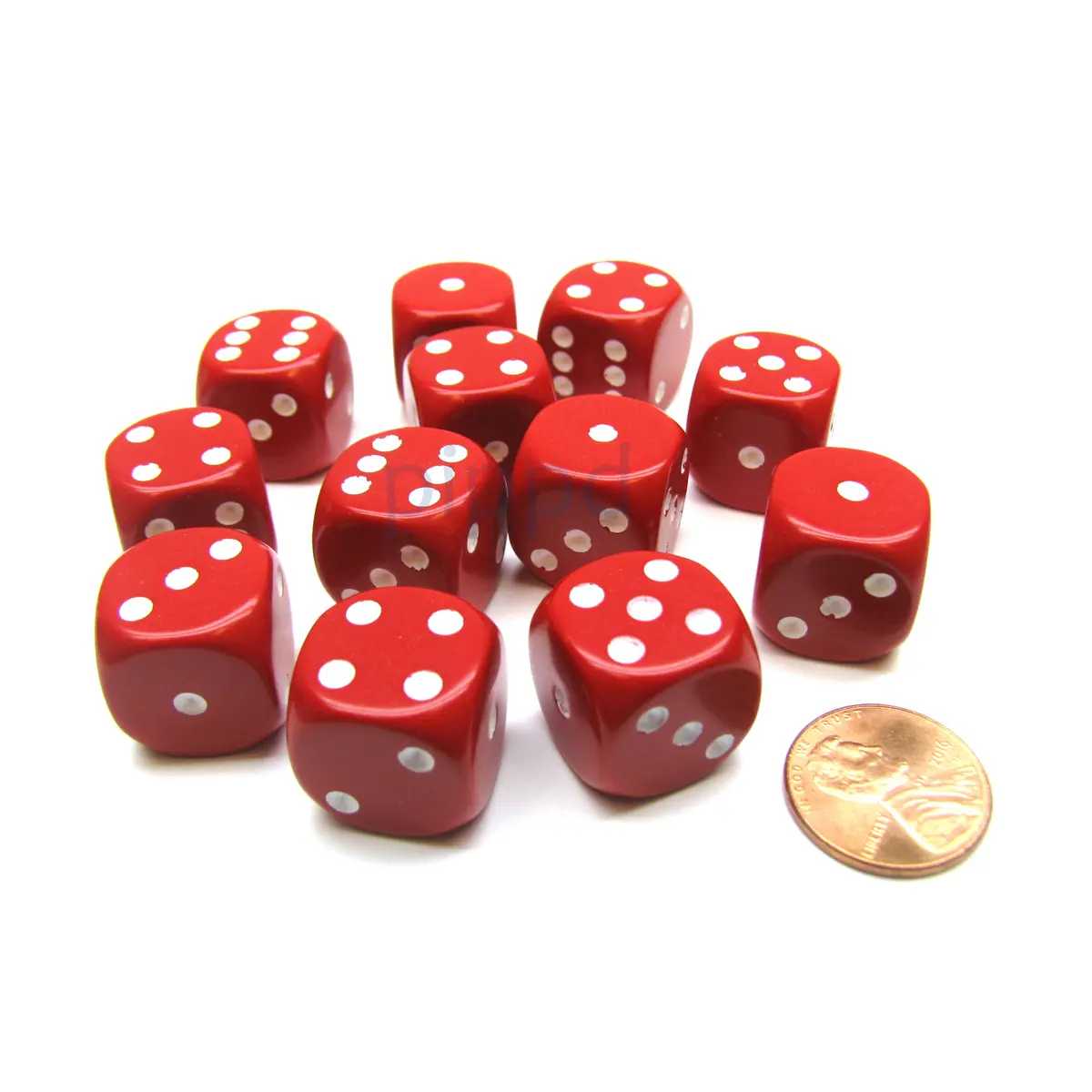 Opaque 16mm D6 Chessex Dice Block (12 Die) - Red with White Pips