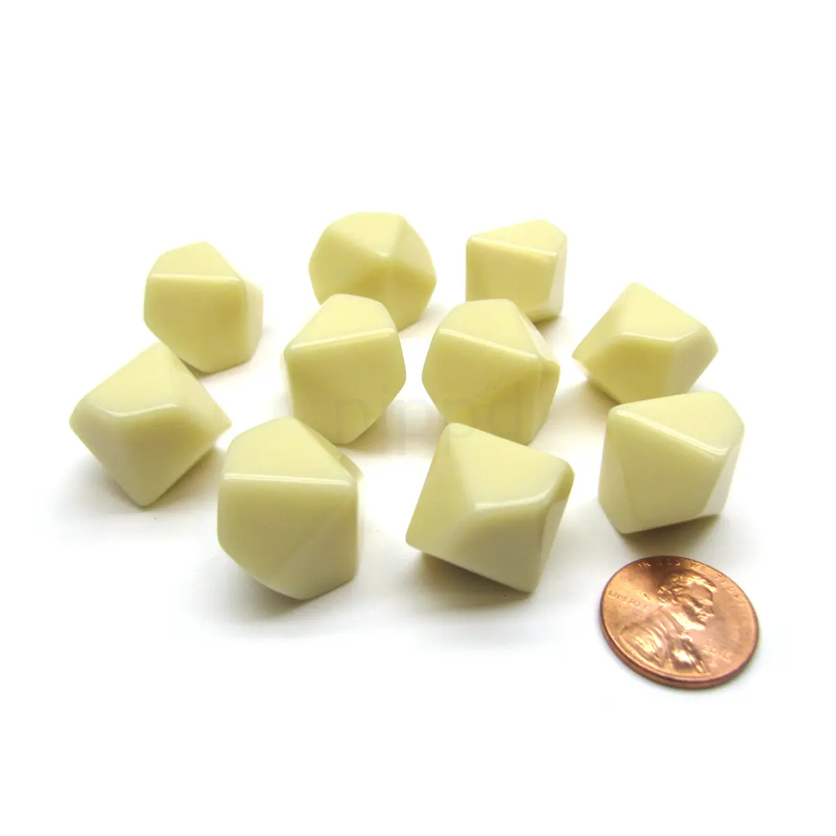 Opaque Polyhedral Bag Of 10 Blank Ivory 16mm D10 Chessex Dice