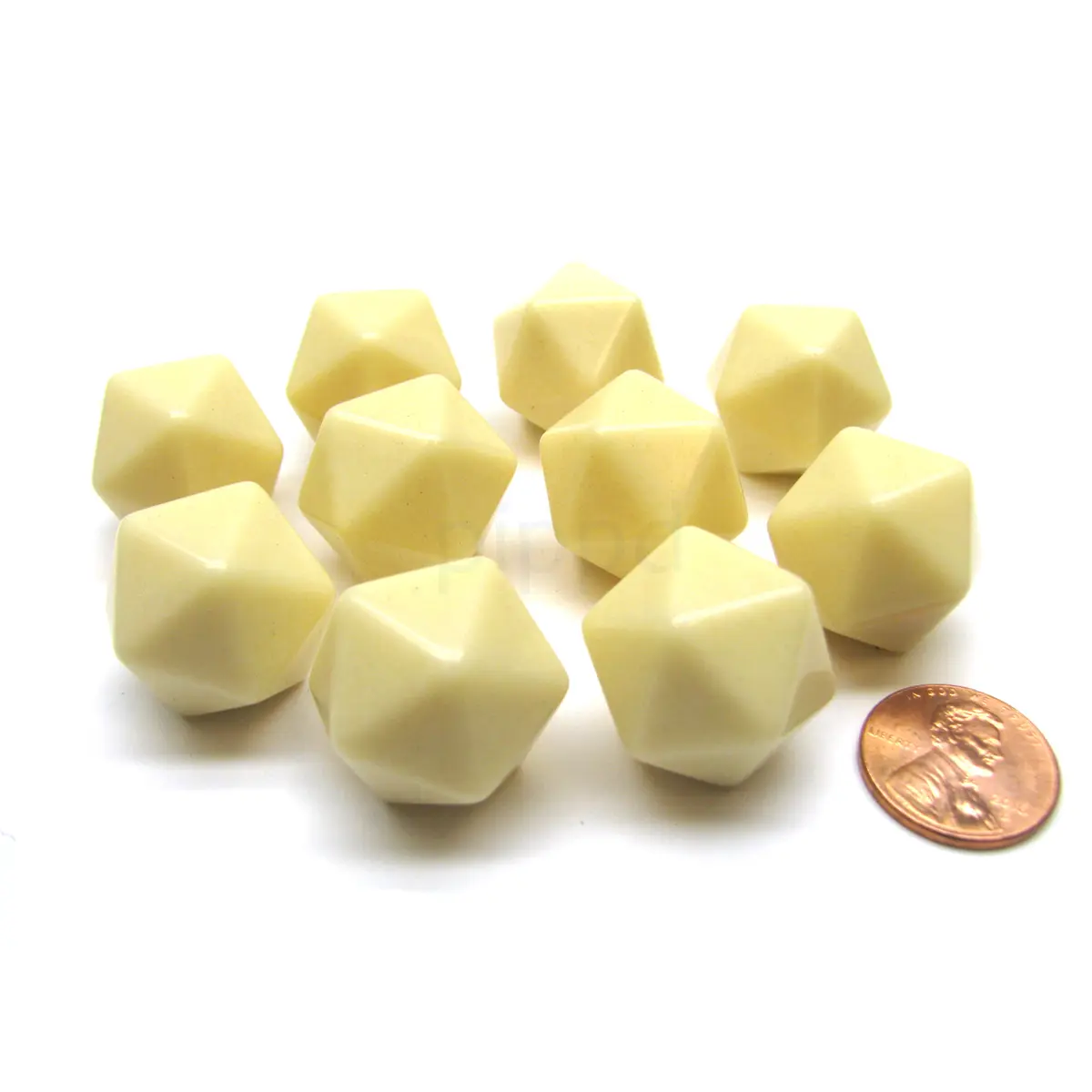 Opaque Polyhedral Bag Of 10 Blank Ivory 20mm D20 Chessex Dice