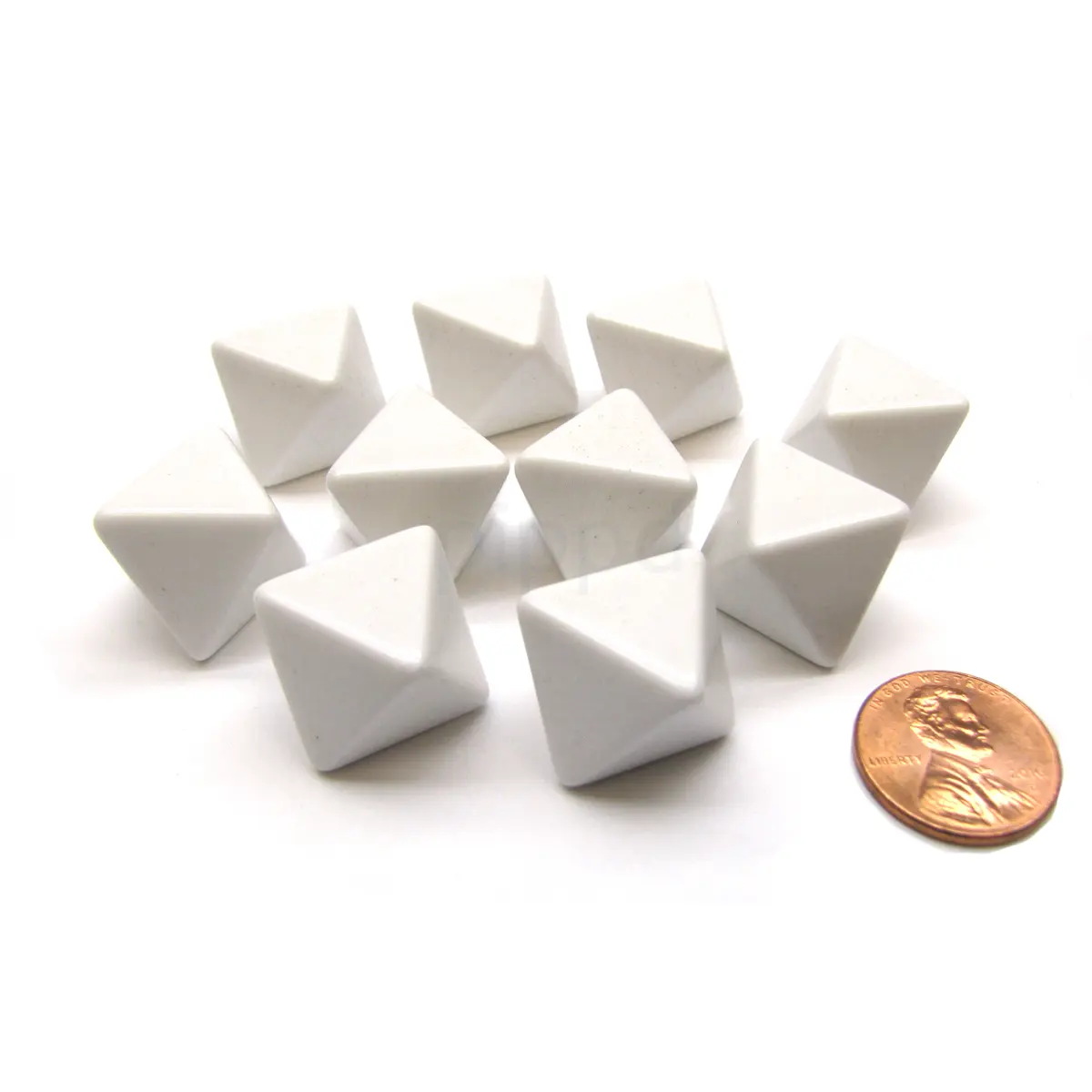 Opaque Polyhedral Bag Of 10 Blank White 15mm D8 Chessex Dice