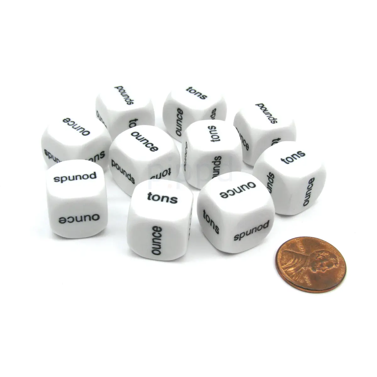 Pack of 10 16mm Educational Math Weights Dice - ounce pounds tons