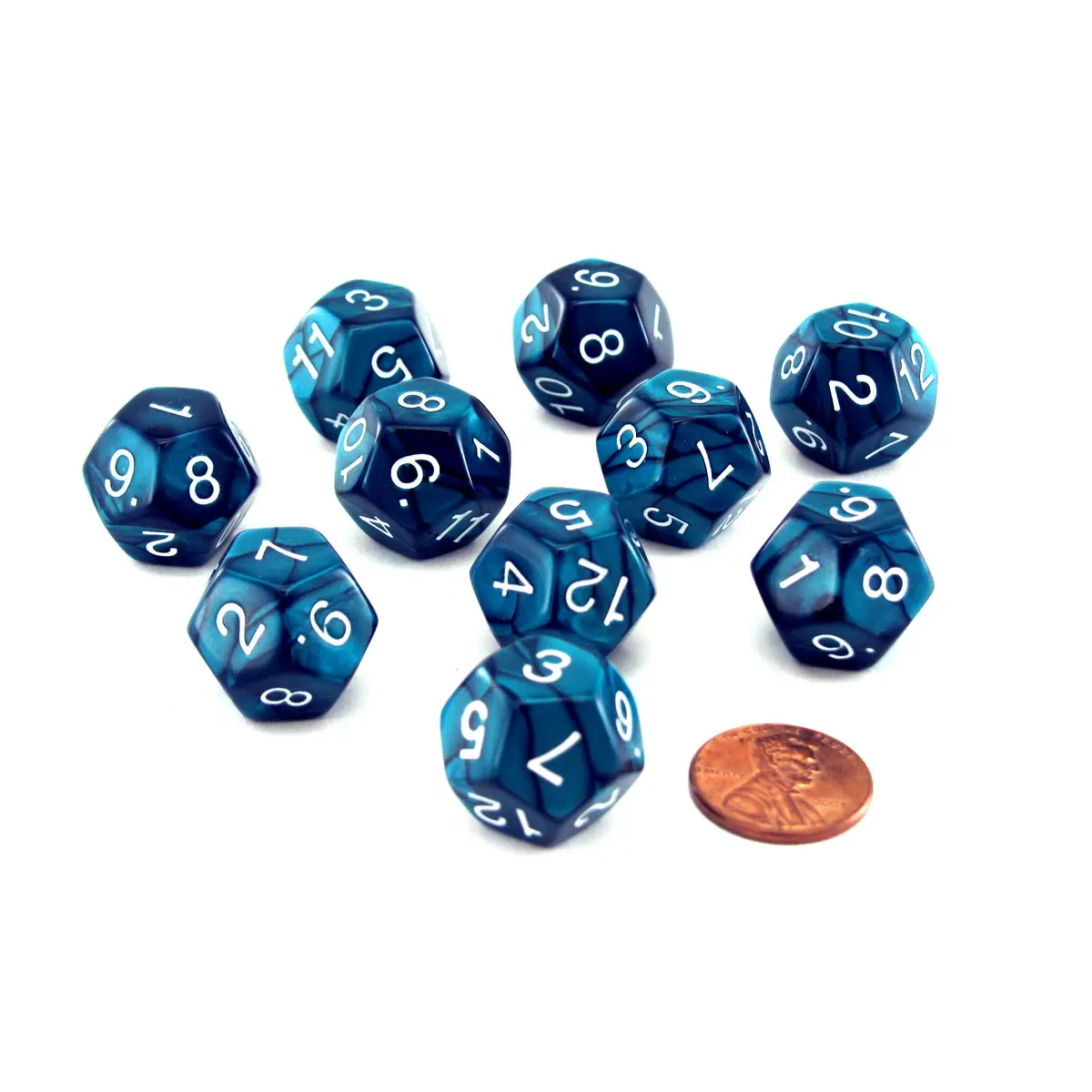 Pack of 10 D12 18mm Koplow Games Pearl Dice - Emerald