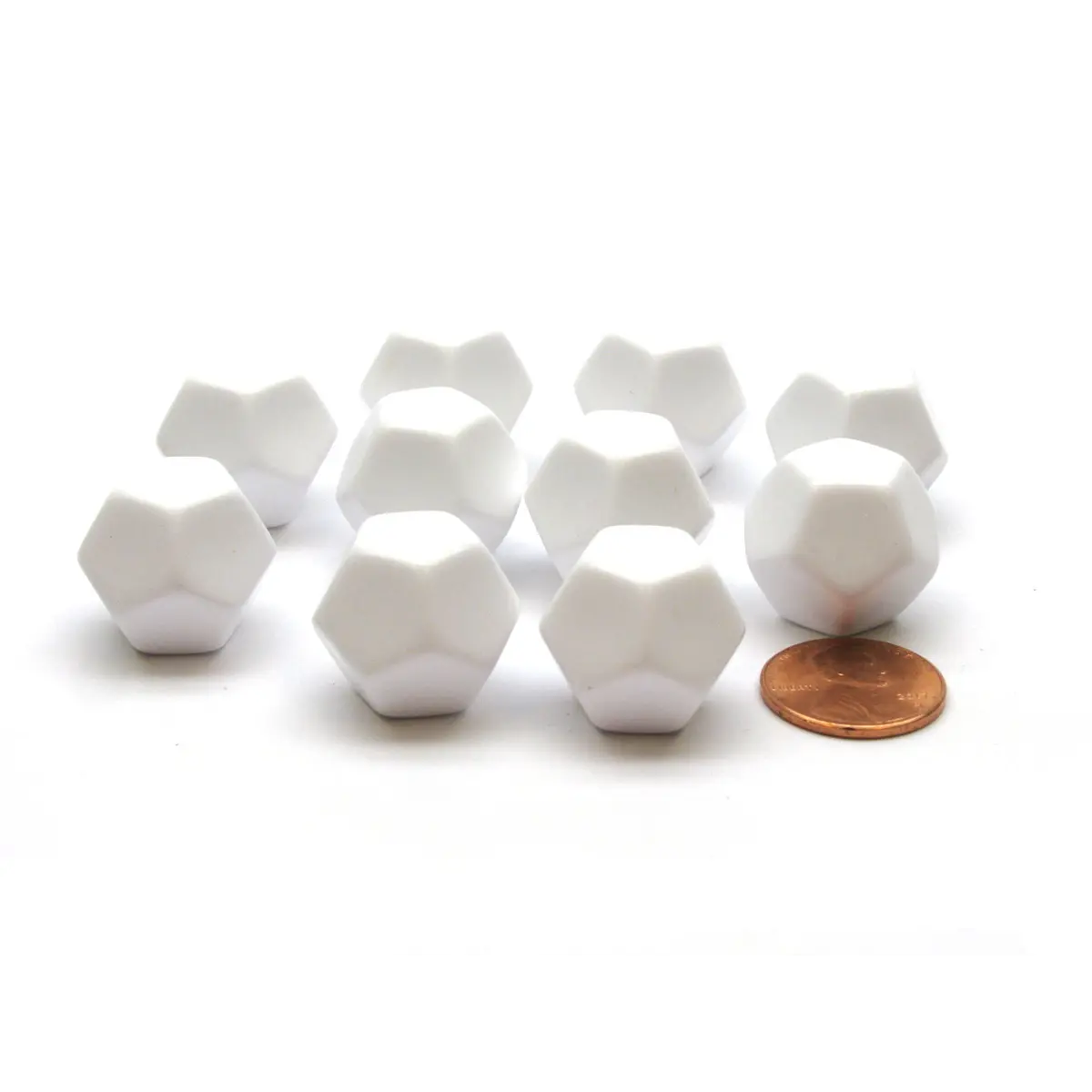 Pack of 10 D12 Blank Standard Sized Dice - White
