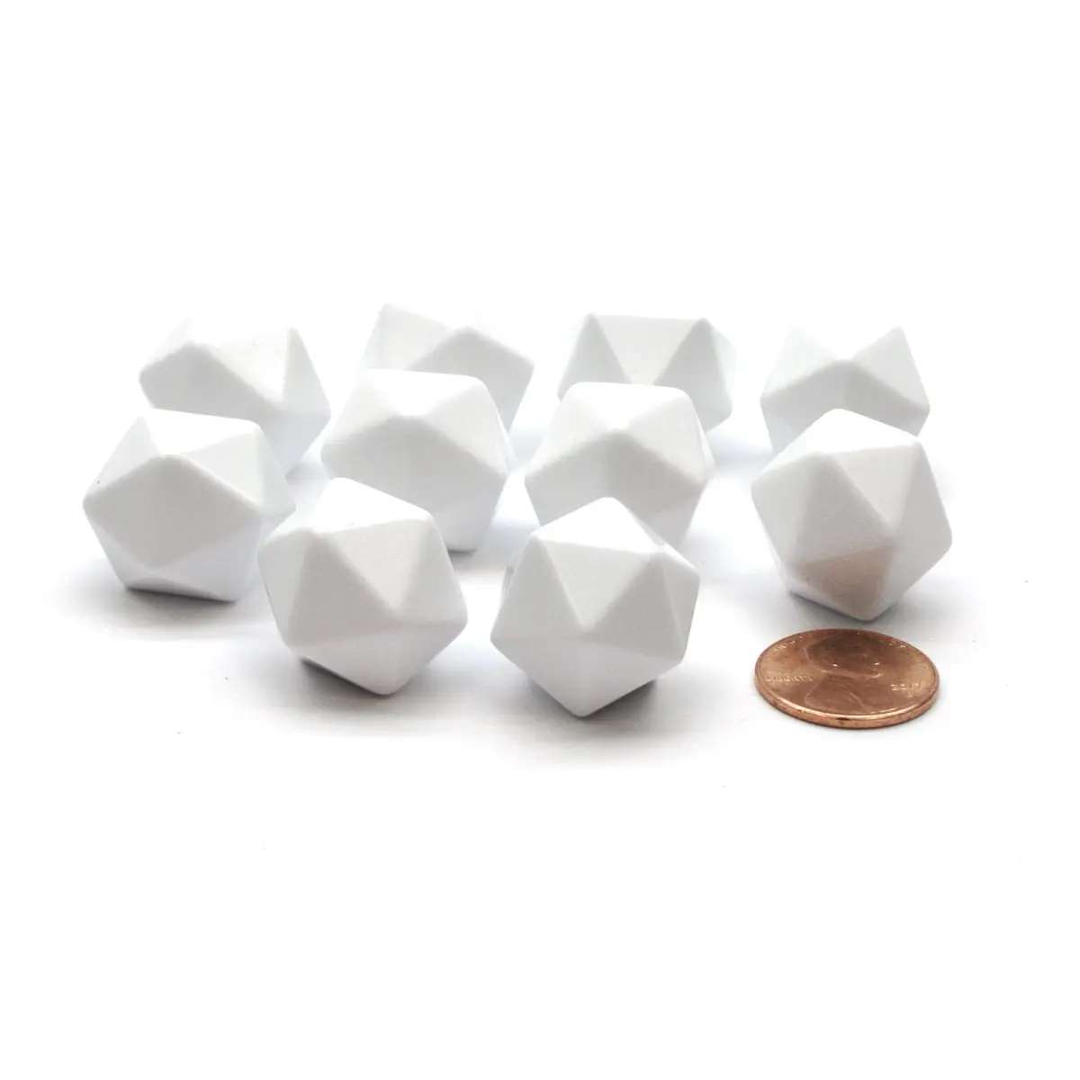 Pack of 10 D20 Blank Standard Sized Dice - White