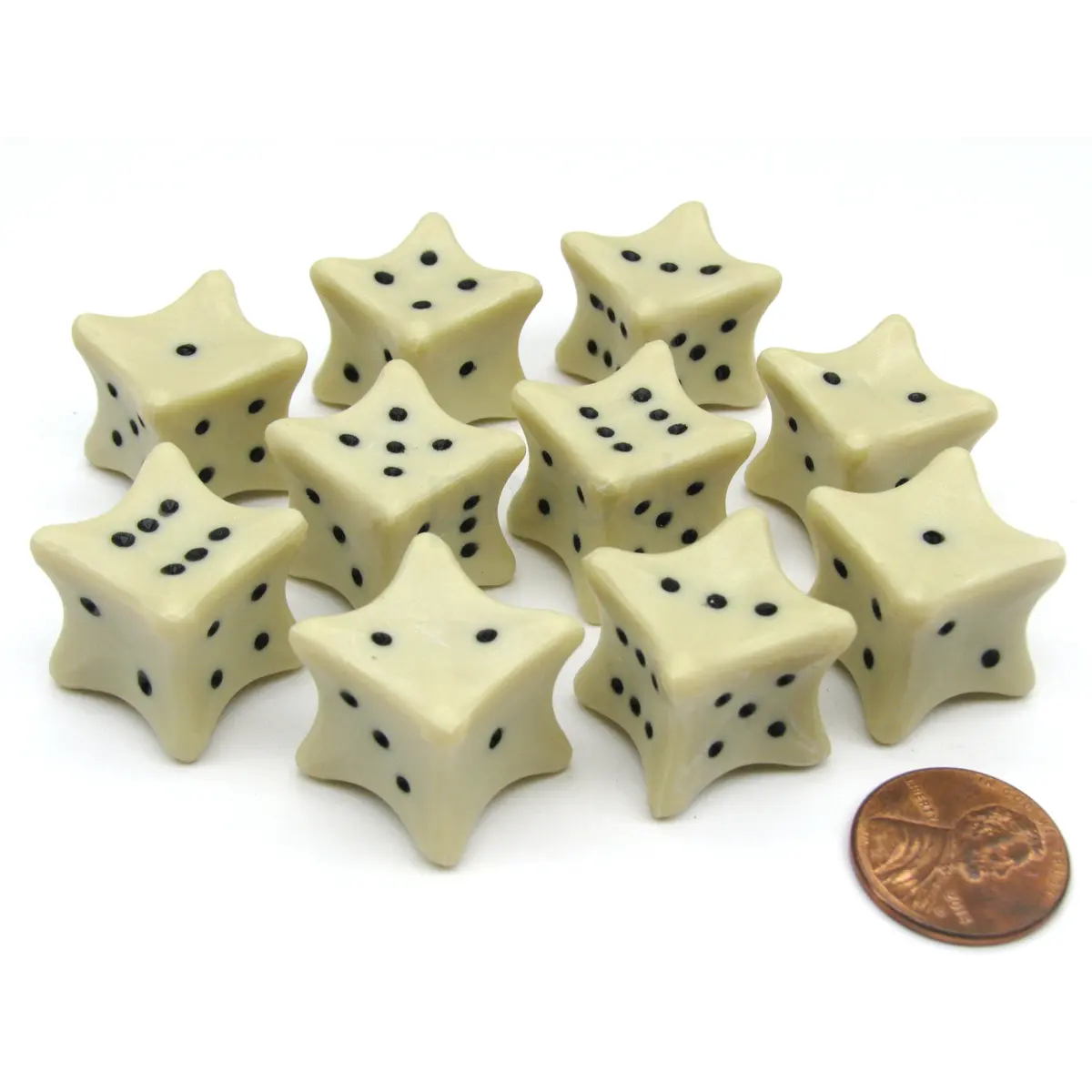 Pack of 10 D6 6-Sided 18mm Bone Dice - Roll Dem Bones RPG D&D Dice