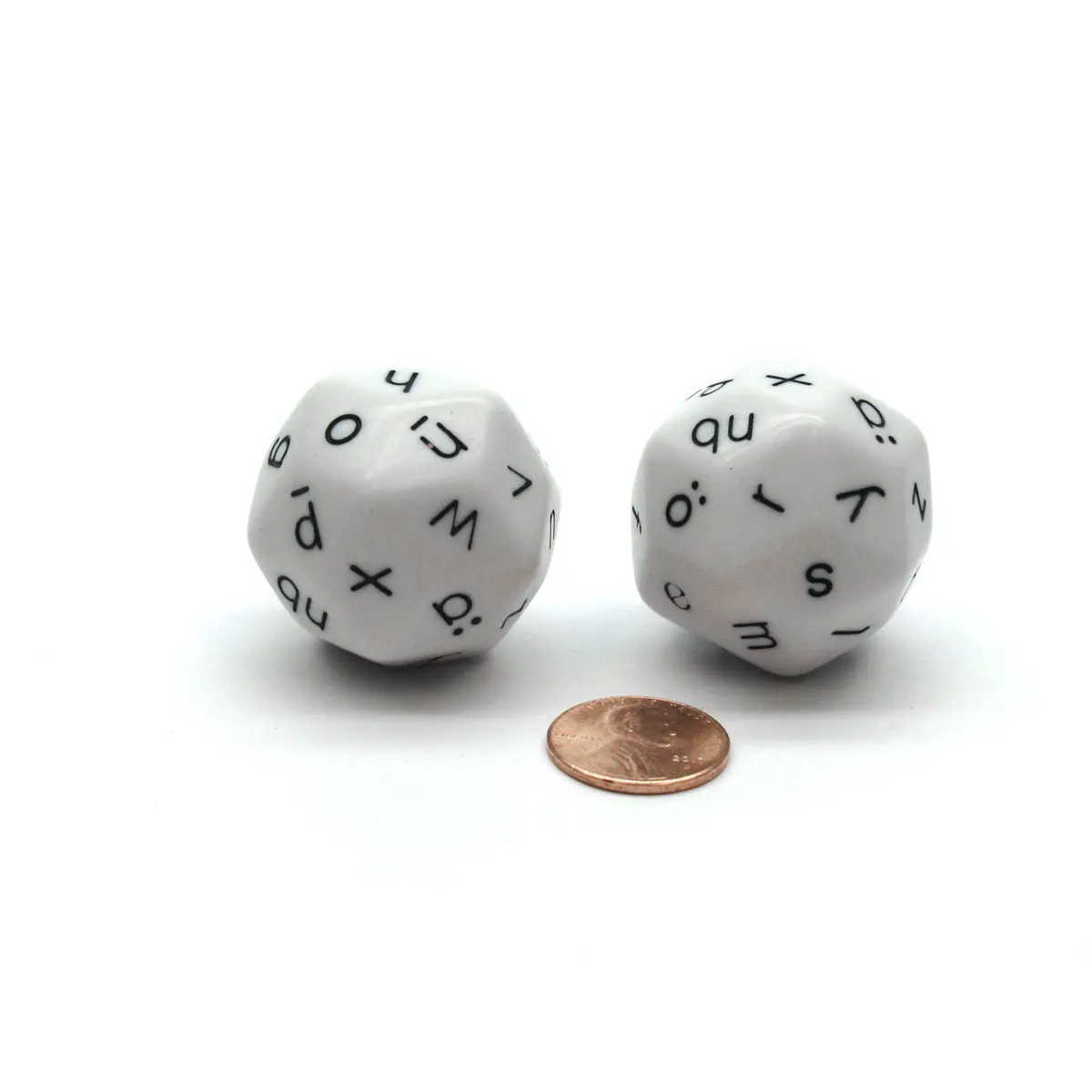 Pack of 2 D30 Lower Case German Alphabet Dice - White with Black Letters