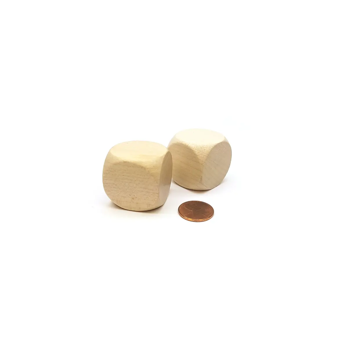 Pack of 2 D6 Large Jumbo 30mm Rounded Blank Wooden Dice - 'Light' Wood
