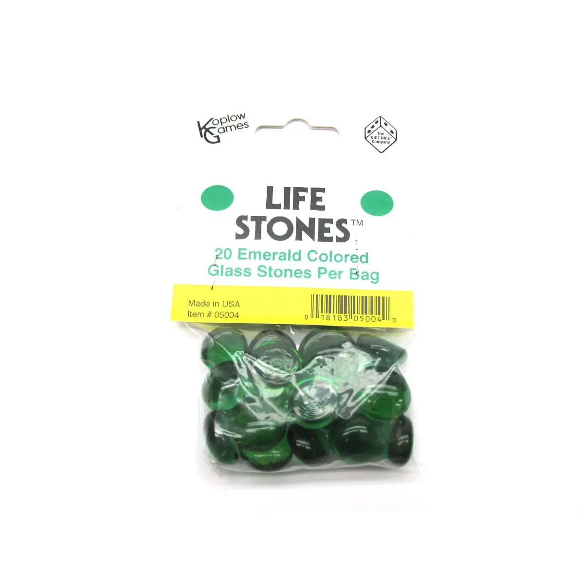 Pack of 20 Life Stone Gaming Glass Stones - Emerald