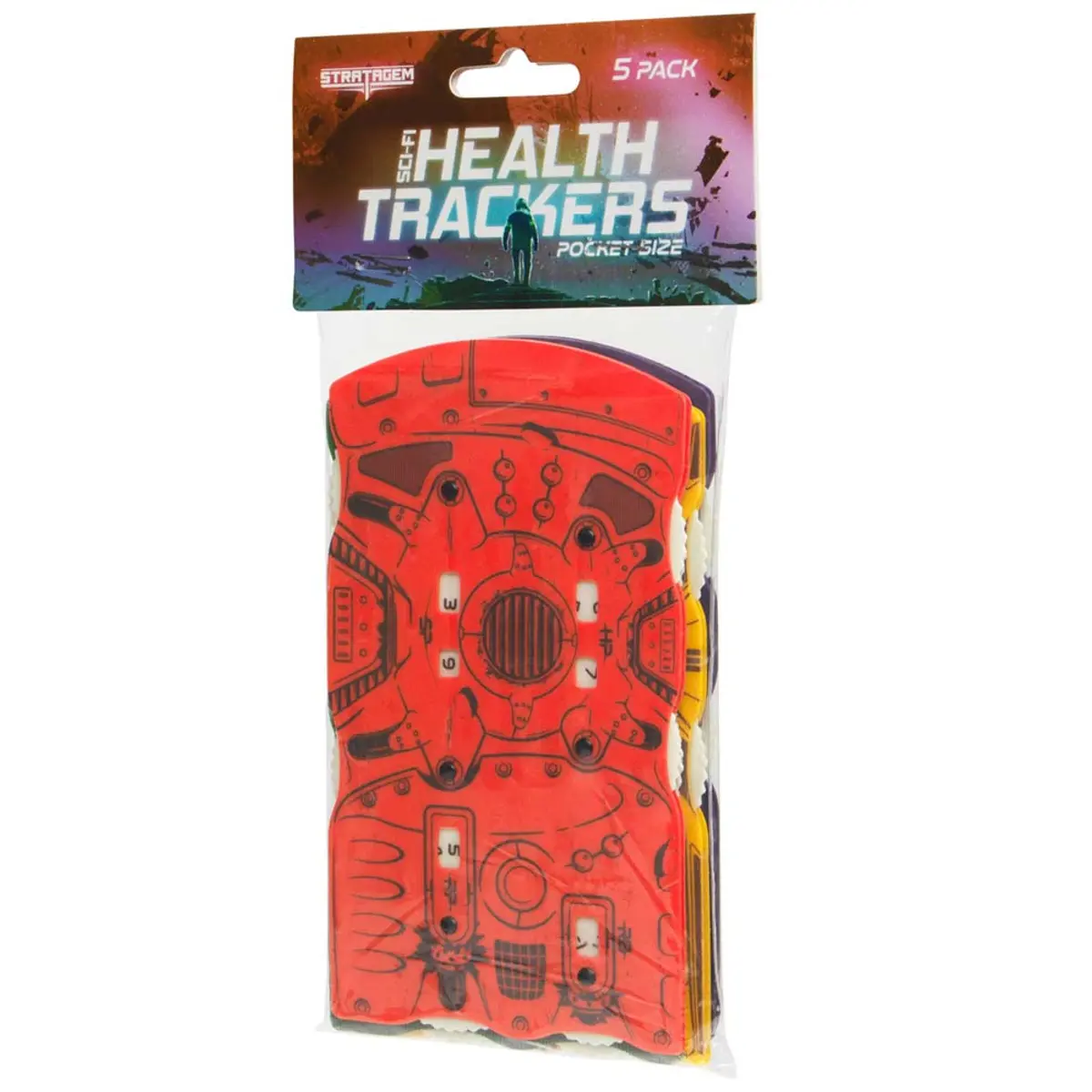 Pack of 5 Sci-Fi Pocket Health Trackers for HP, Stamina, Resolve, and Bonuses