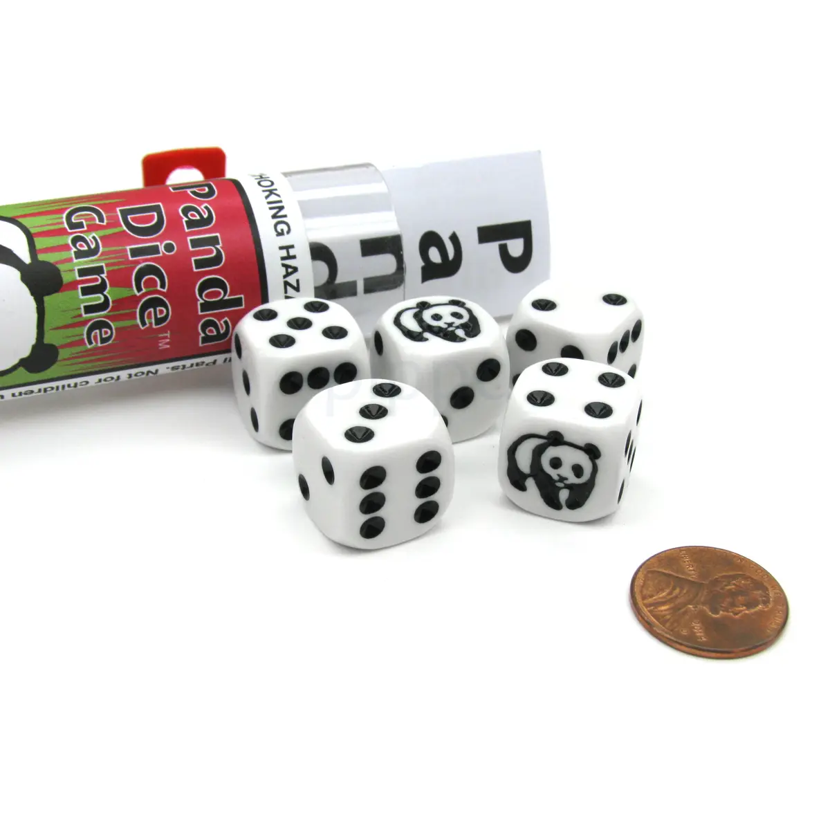 Panda Dice Game with 5 Dice Travel Tube and Gaming Instructions