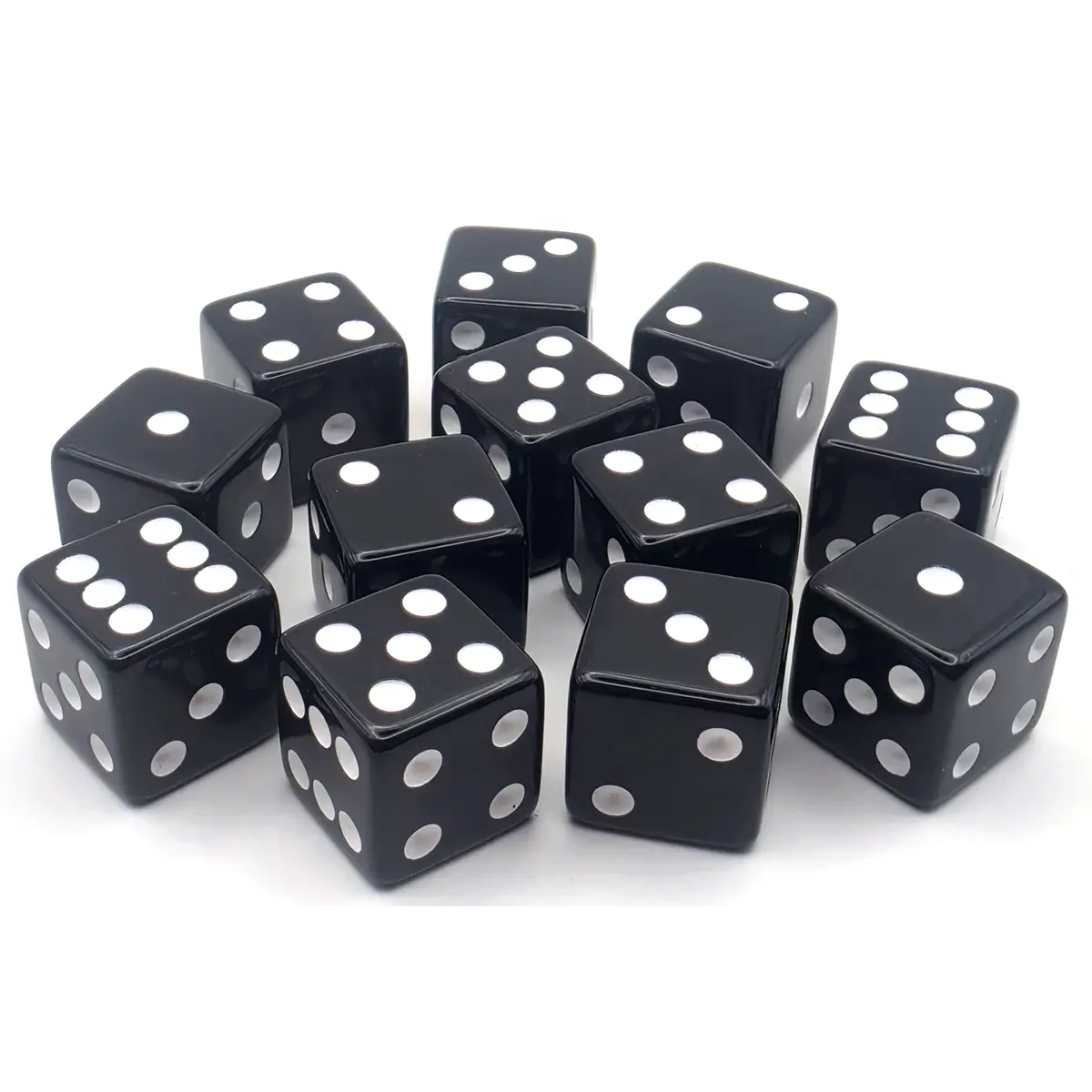 PipFlip 19mm Opaque 6-Sided D6 Dice with Pips, 12-Pack