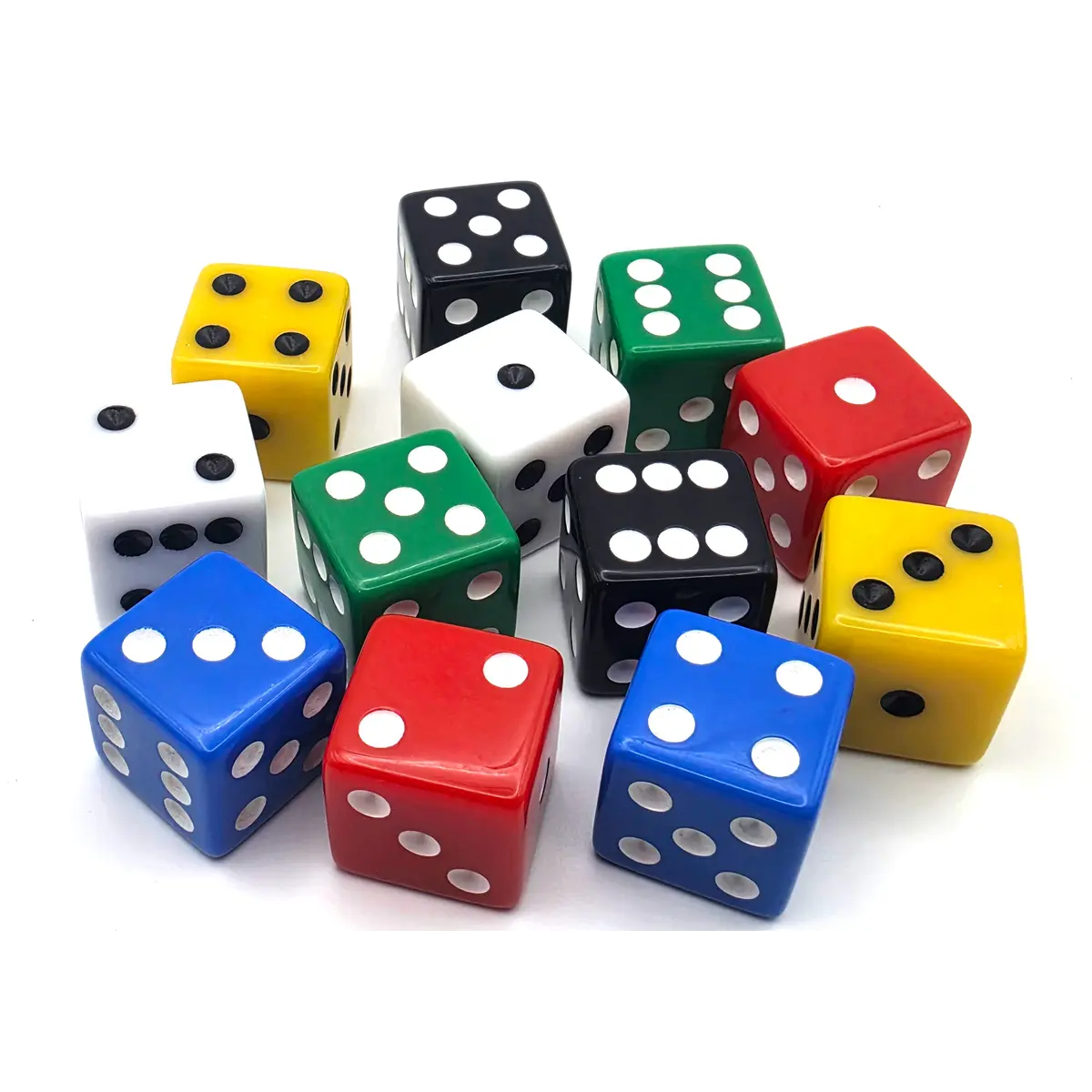 PipFlip 19mm Opaque 6-Sided D6 Dice with Pips, 12-Pack