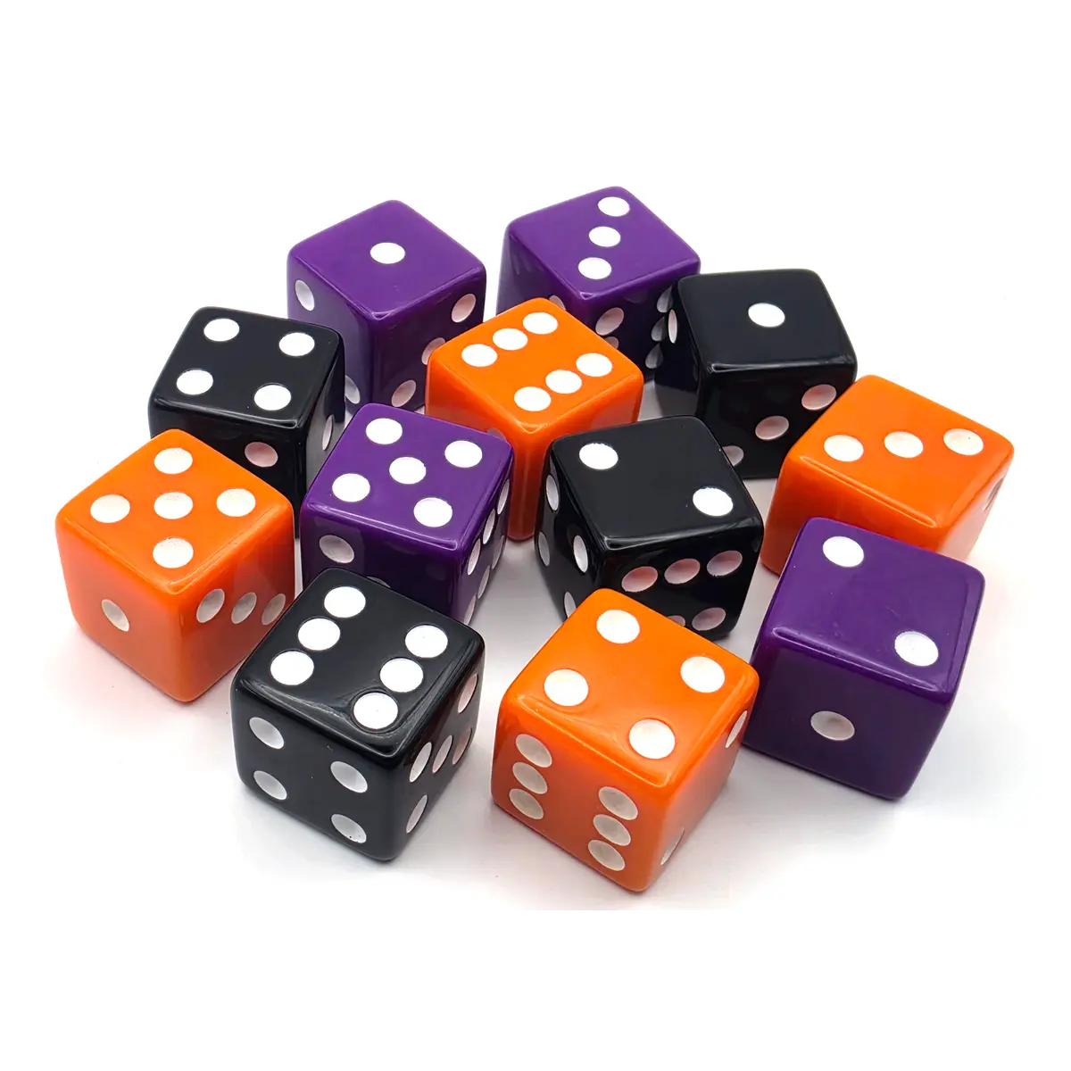 PipFlip 19mm Opaque 6-Sided D6 Dice with Pips, 12-Pack