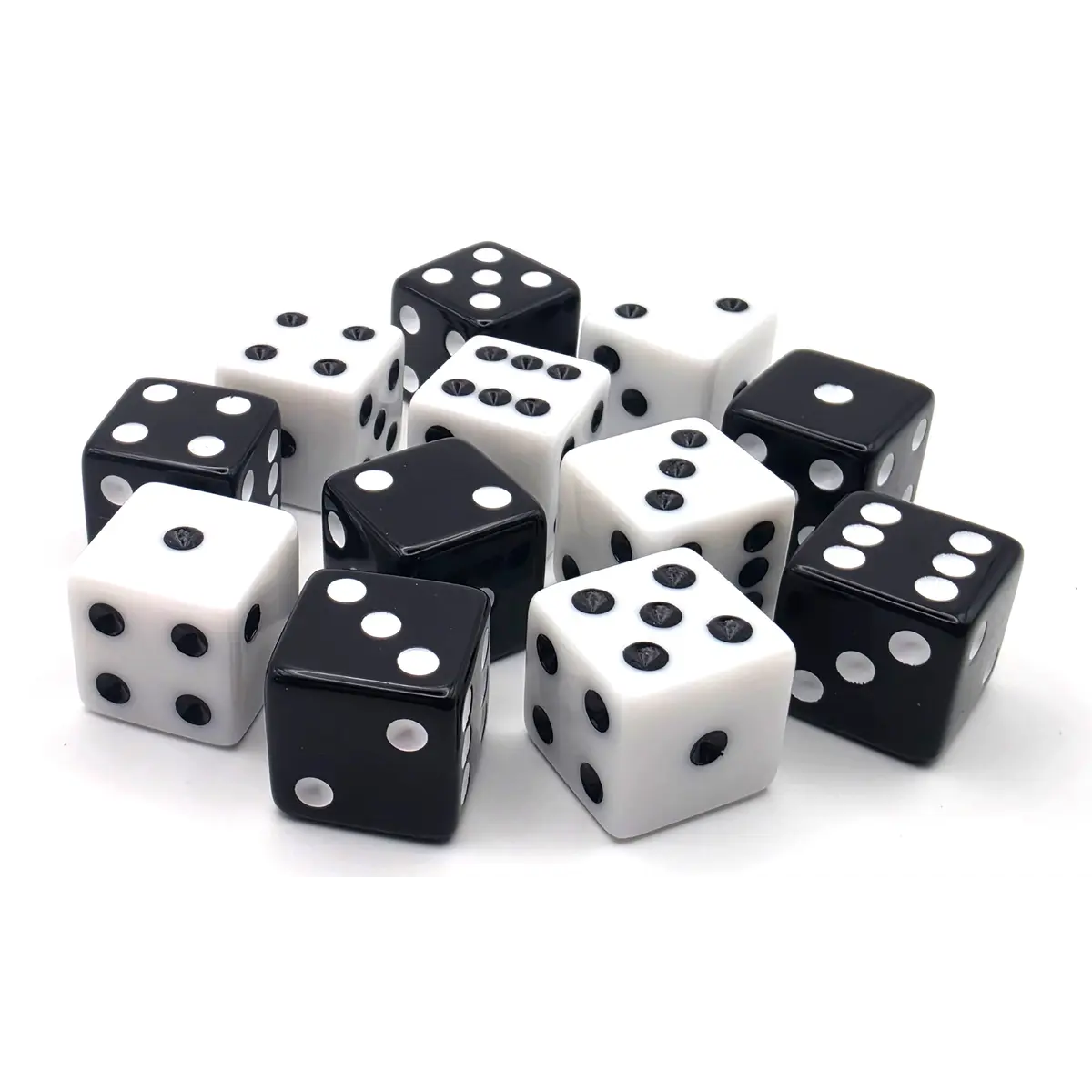 PipFlip 19mm Opaque 6-Sided D6 Dice with Pips, 12-Pack