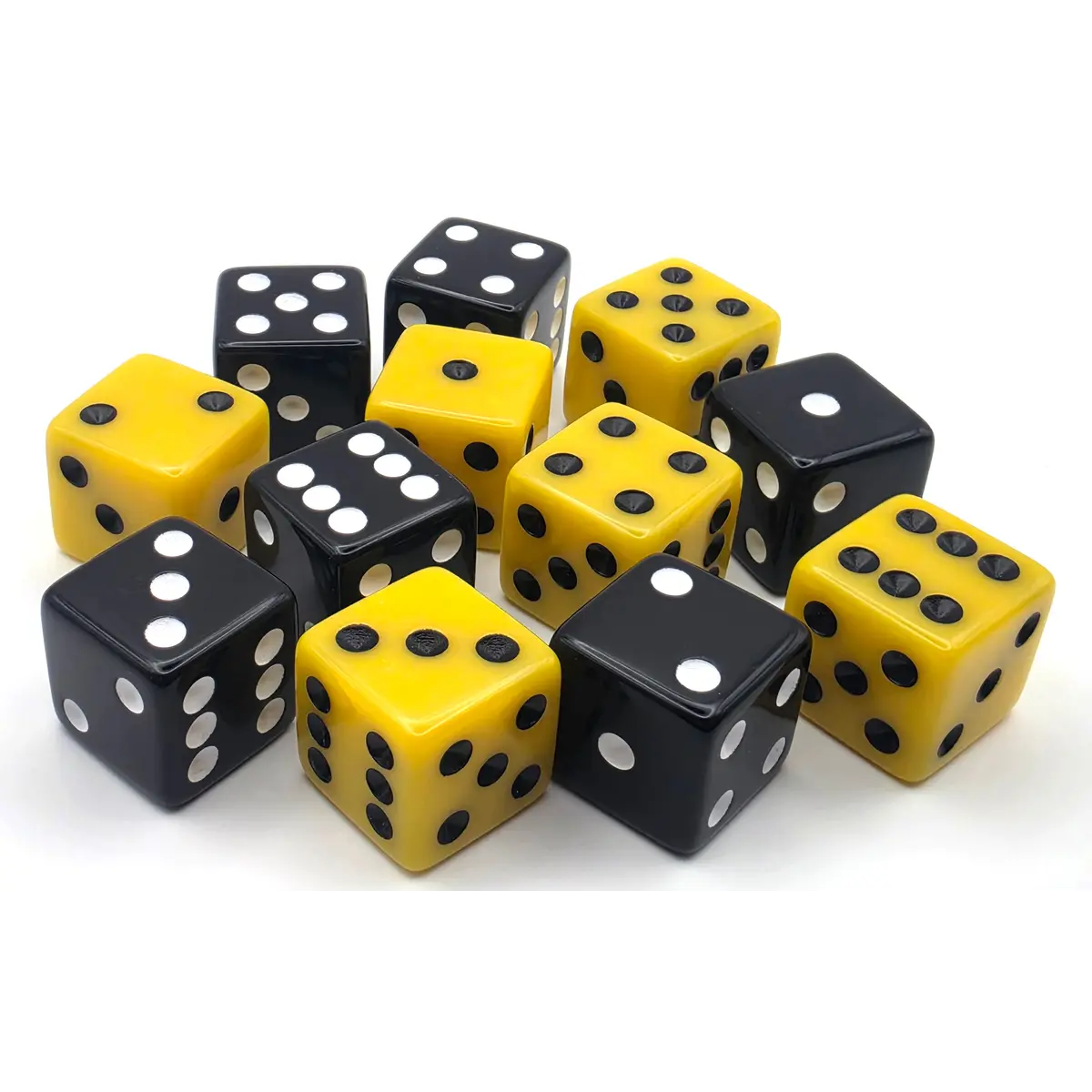 PipFlip 19mm Opaque 6-Sided D6 Dice with Pips, 12-Pack
