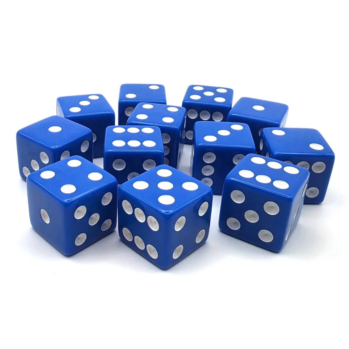 PipFlip 19mm Opaque 6-Sided D6 Dice with Pips, 12-Pack (Blue)