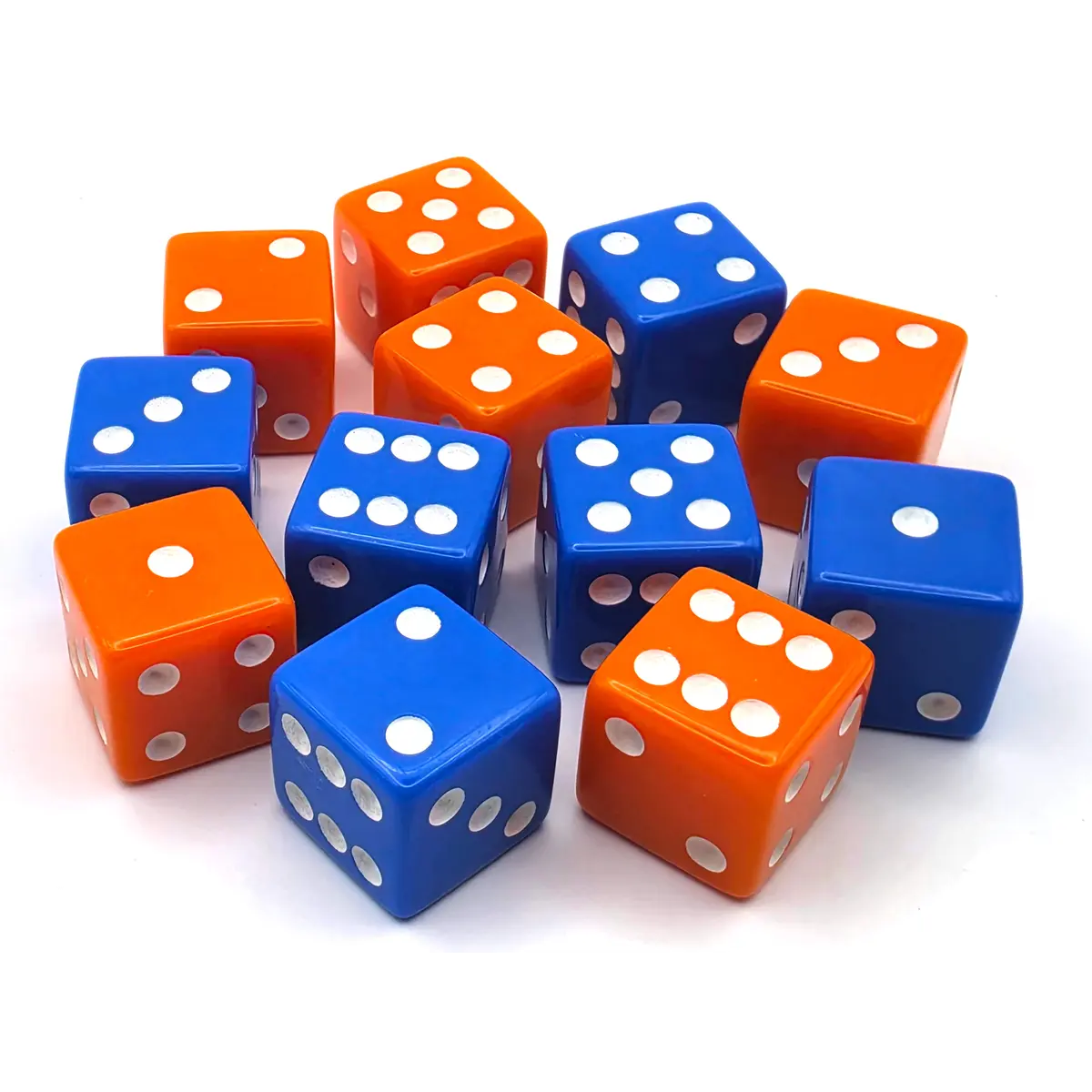 PipFlip 19mm Opaque 6-Sided D6 Dice with Pips, 12-Pack