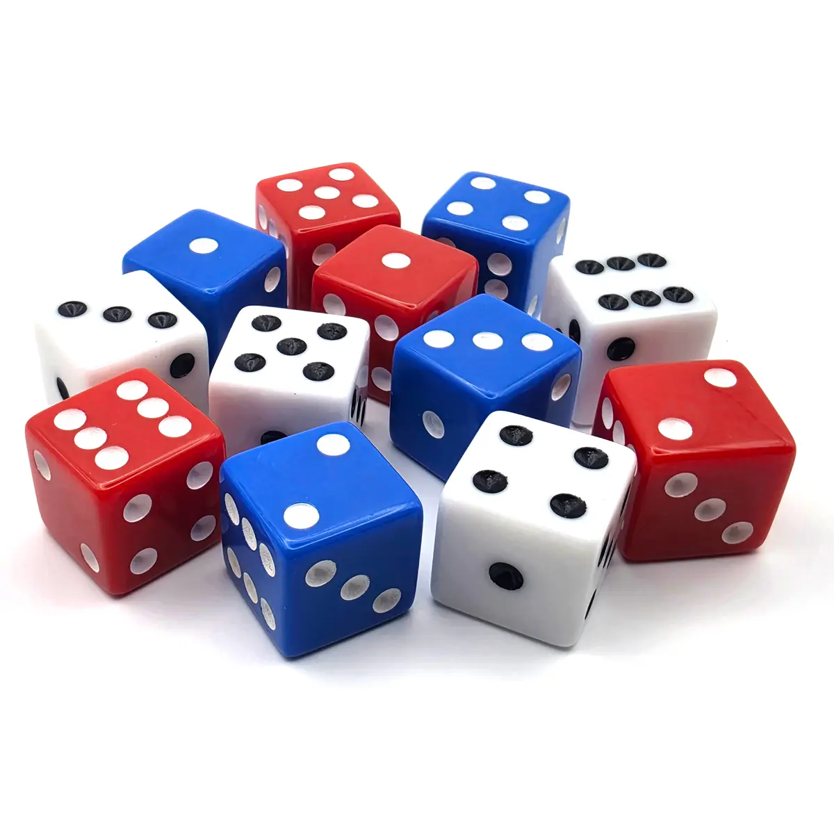 PipFlip 19mm Opaque 6-Sided D6 Dice with Pips, 12-Pack
