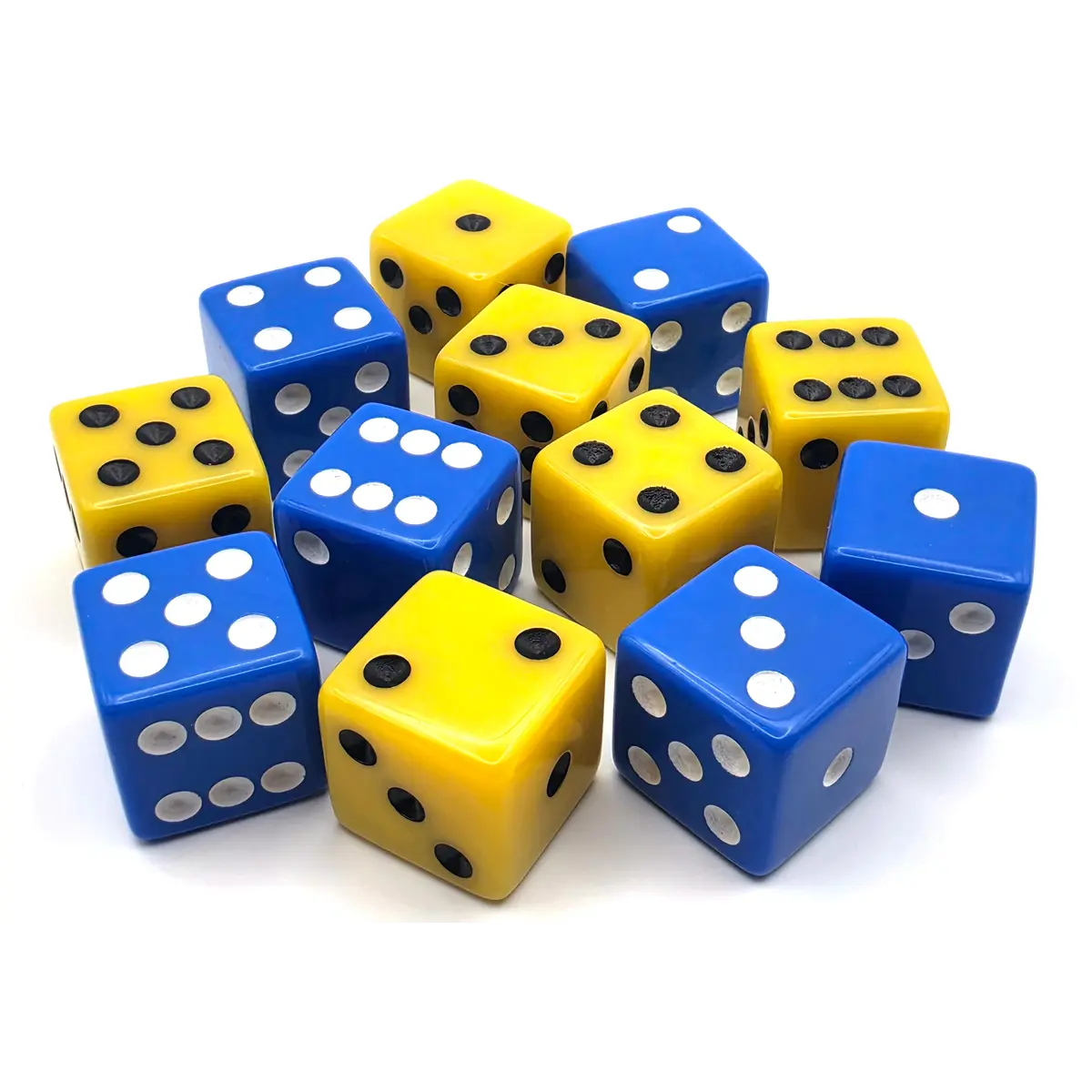 PipFlip 19mm Opaque 6-Sided D6 Dice with Pips, 12-Pack
