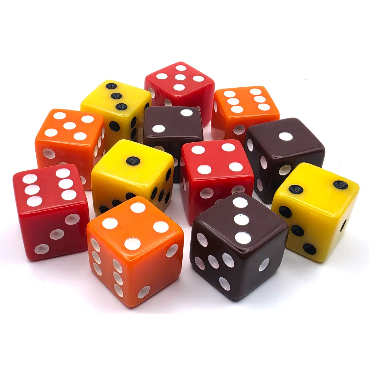 PipFlip 19mm Opaque 6-Sided D6 Dice with Pips, 12-Pack