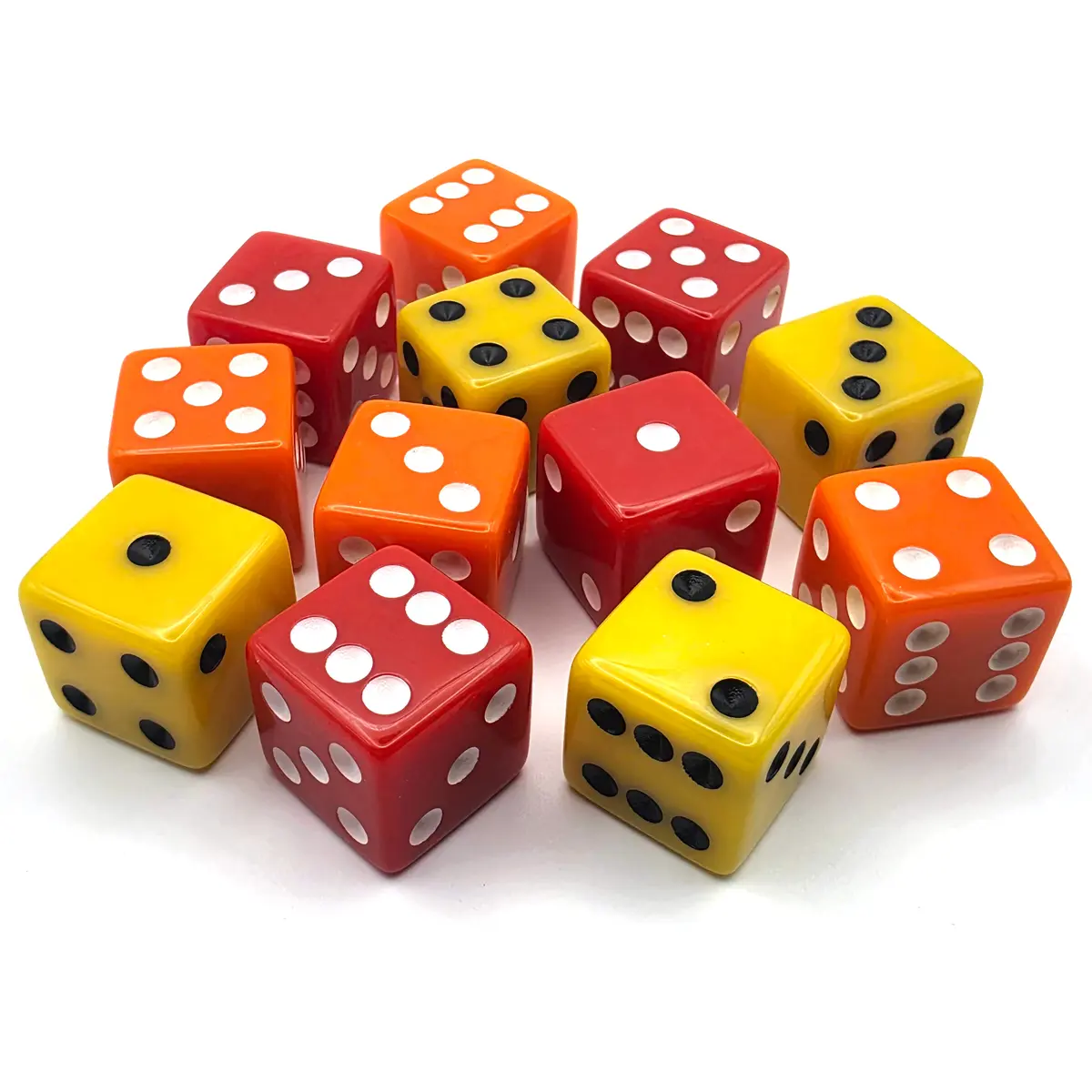 PipFlip 19mm Opaque 6-Sided D6 Dice with Pips, 12-Pack