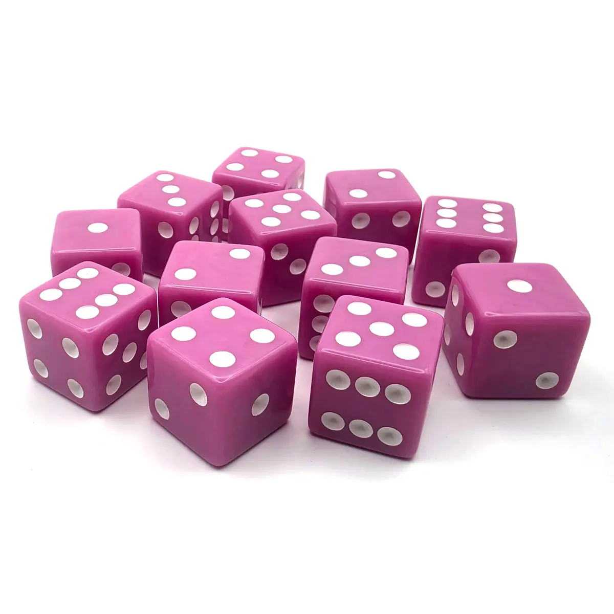 PipFlip 19mm Opaque 6-Sided D6 Dice with Pips, 12-Pack (Pink)