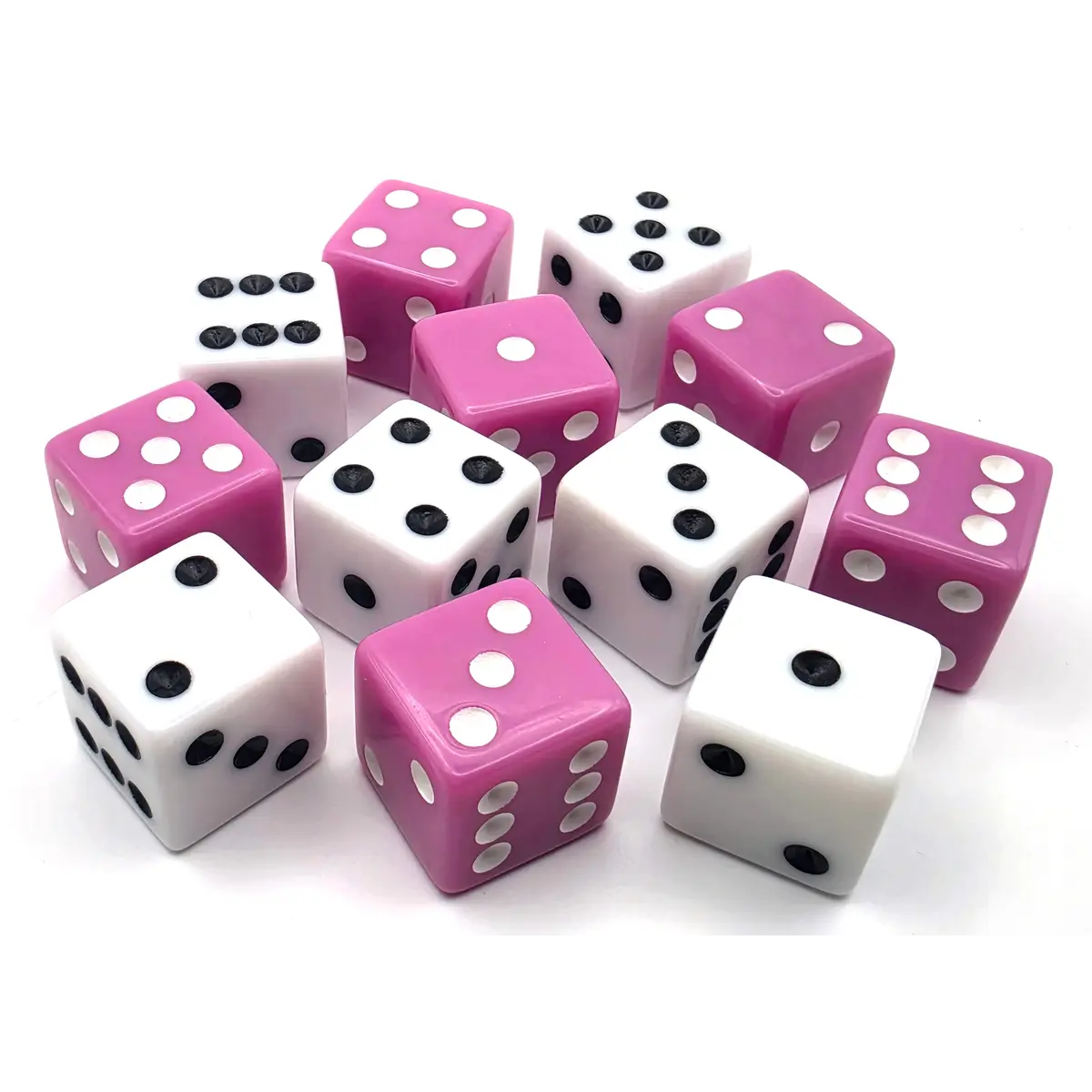 PipFlip 19mm Opaque 6-Sided D6 Dice with Pips, 12-Pack