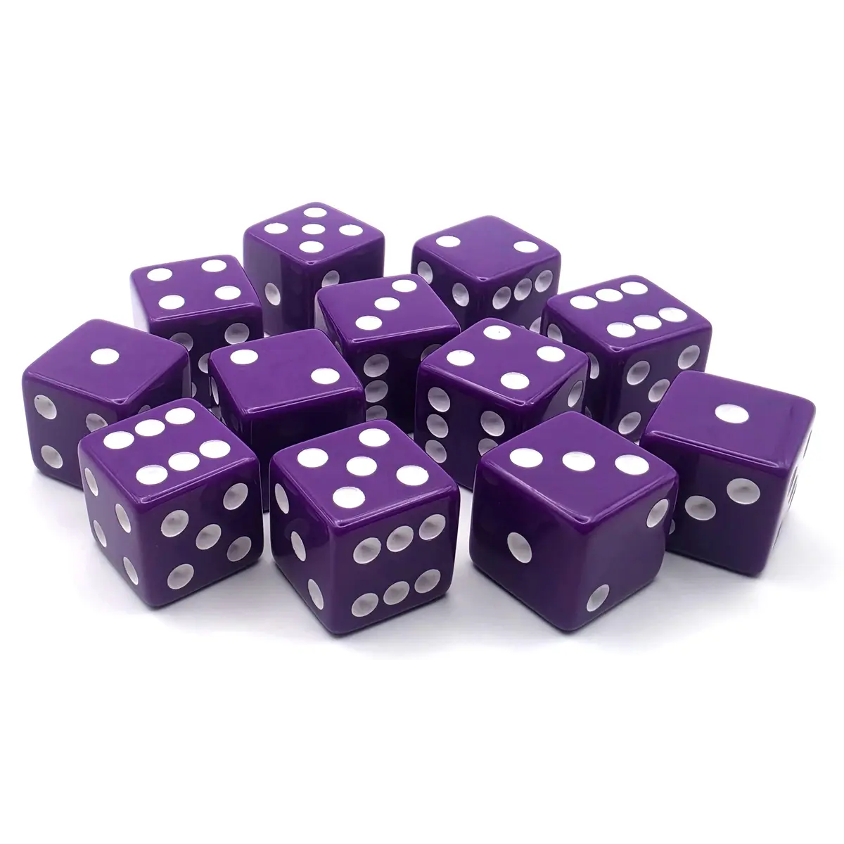 PipFlip 19mm Opaque 6-Sided D6 Dice with Pips, 12-Pack (Purple)