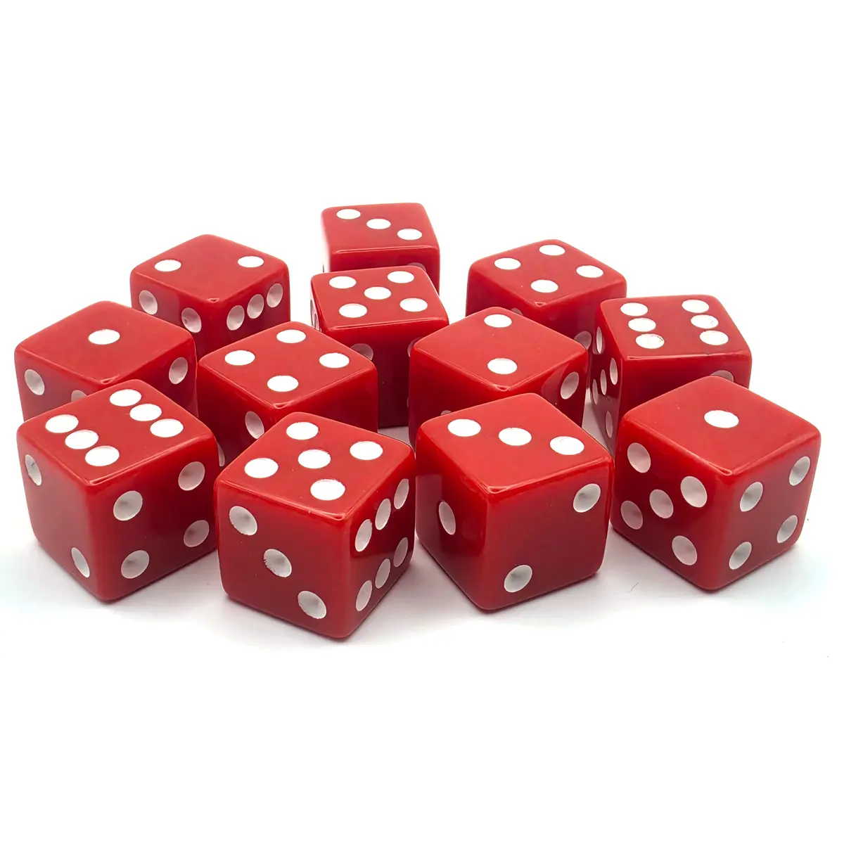 PipFlip 19mm Opaque 6-Sided D6 Dice with Pips, 12-Pack (Red)