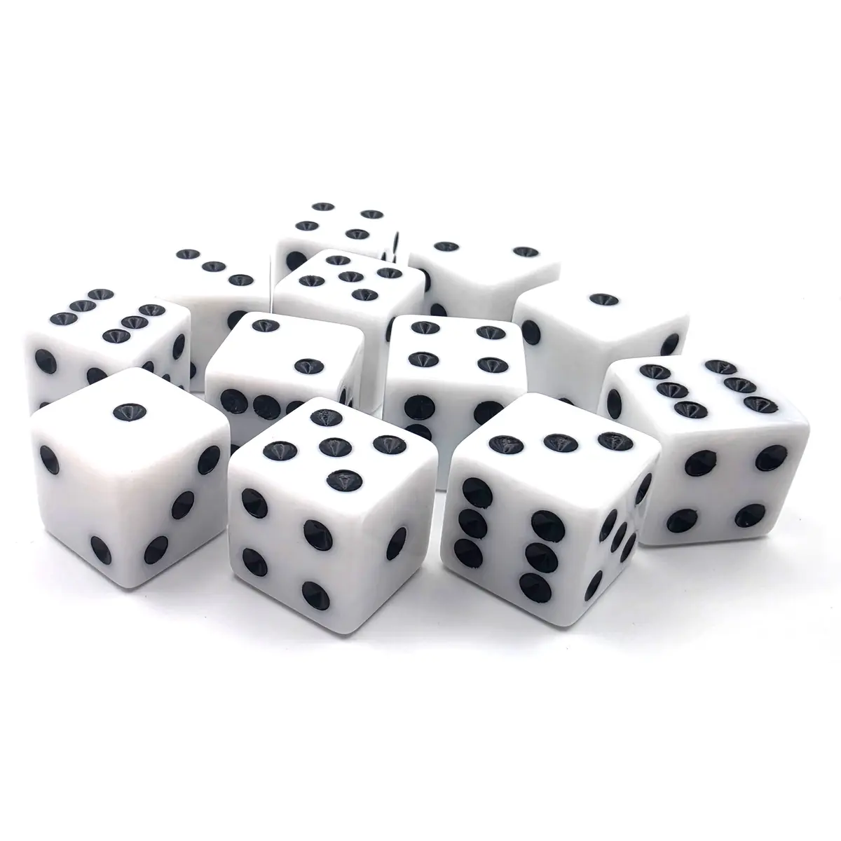 PipFlip 19mm Opaque 6-Sided D6 Dice with Pips, 12-Pack (White)