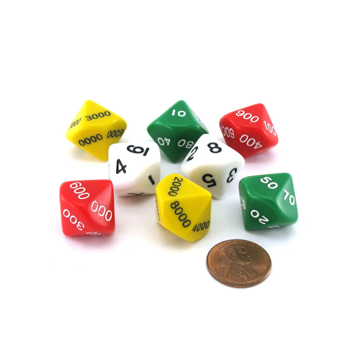 Place Value Dice 2 Sets (8 Pieces): Ones, Tens, Hundreds, and Thousands