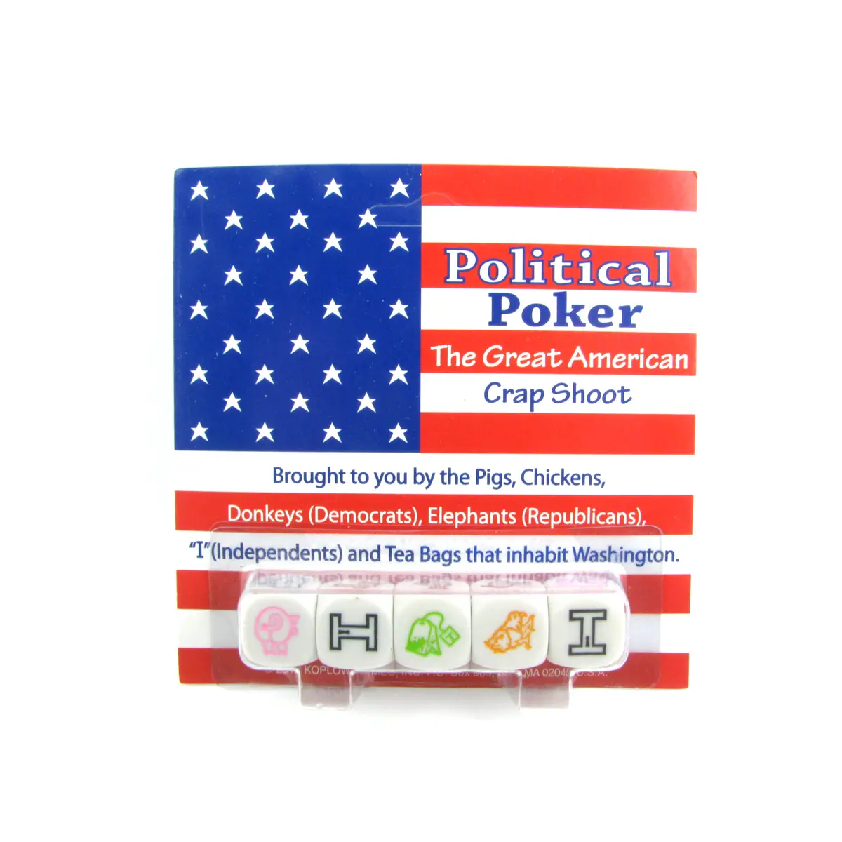 Political Poker "The Great American Crap Shoot" Dice Game 5 Piece Set