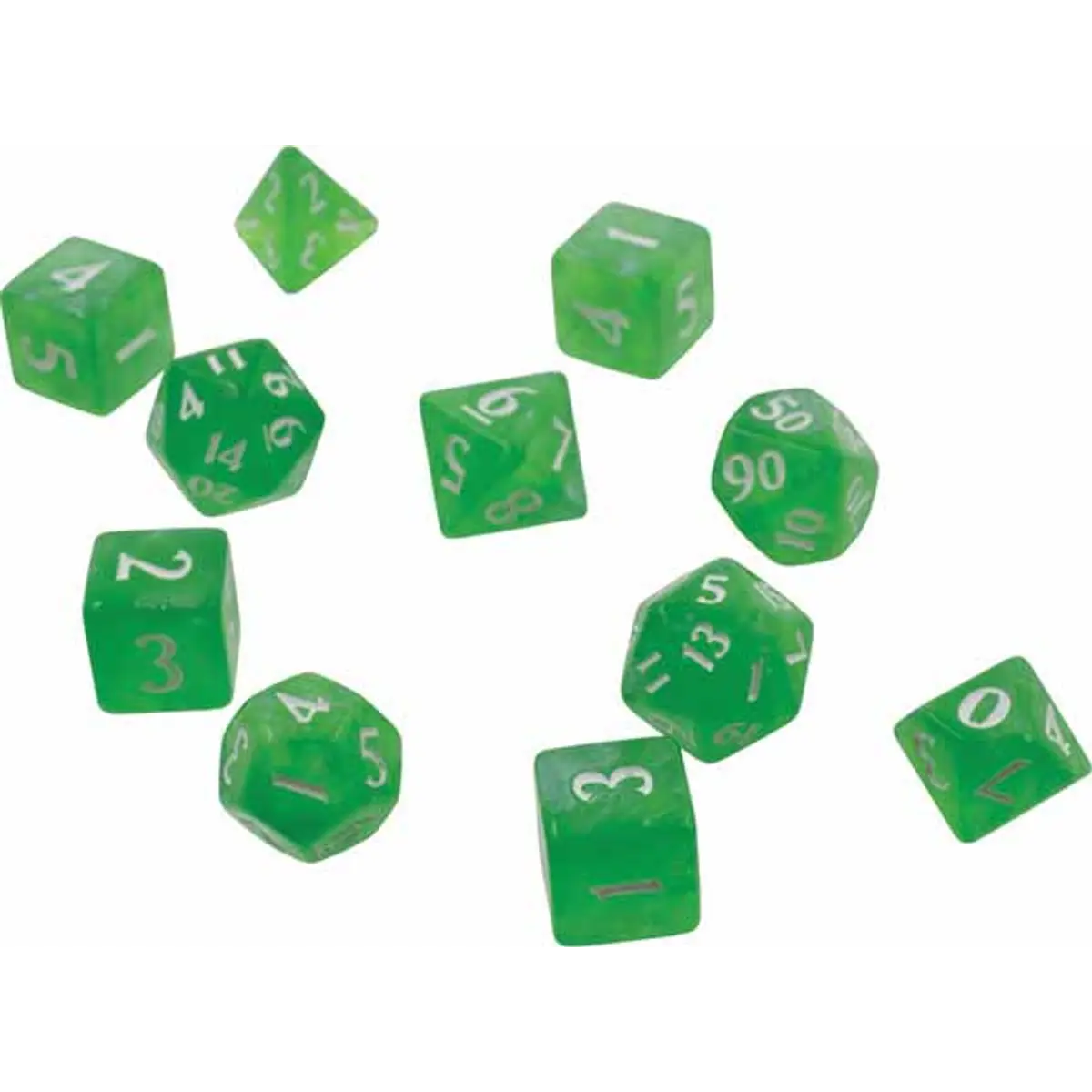 Polyhedral 11 Piece Eclipse Dice Set - Lime Green