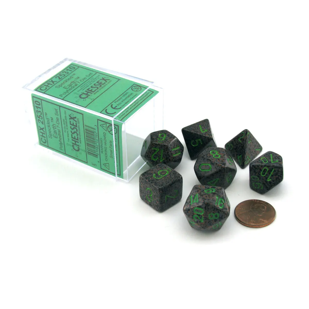 Polyhedral 7-Die Chessex Dice Set - Speckled Earth