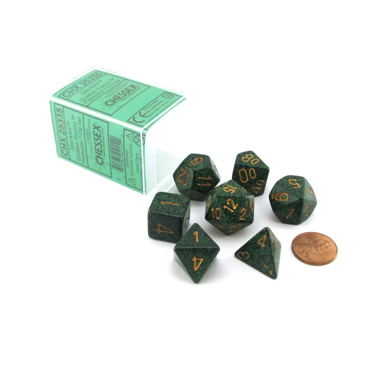 Polyhedral 7-Die Chessex Dice Set - Speckled Golden Recon