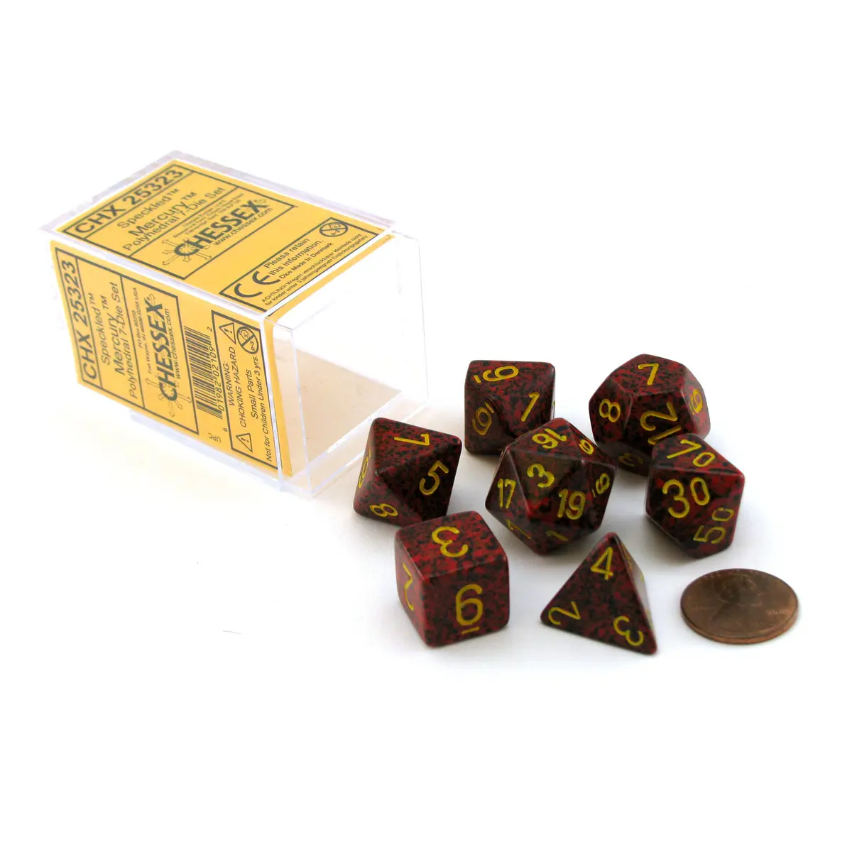 Polyhedral 7-Die Chessex Dice Set - Speckled Mercury