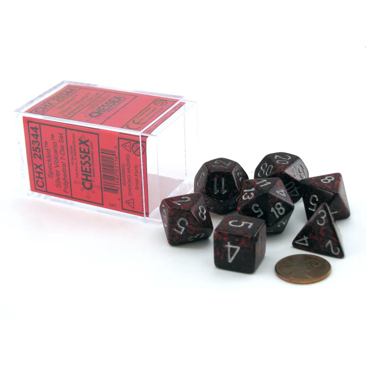 Polyhedral 7-Die Chessex Dice Set - Speckled Silver Volcano