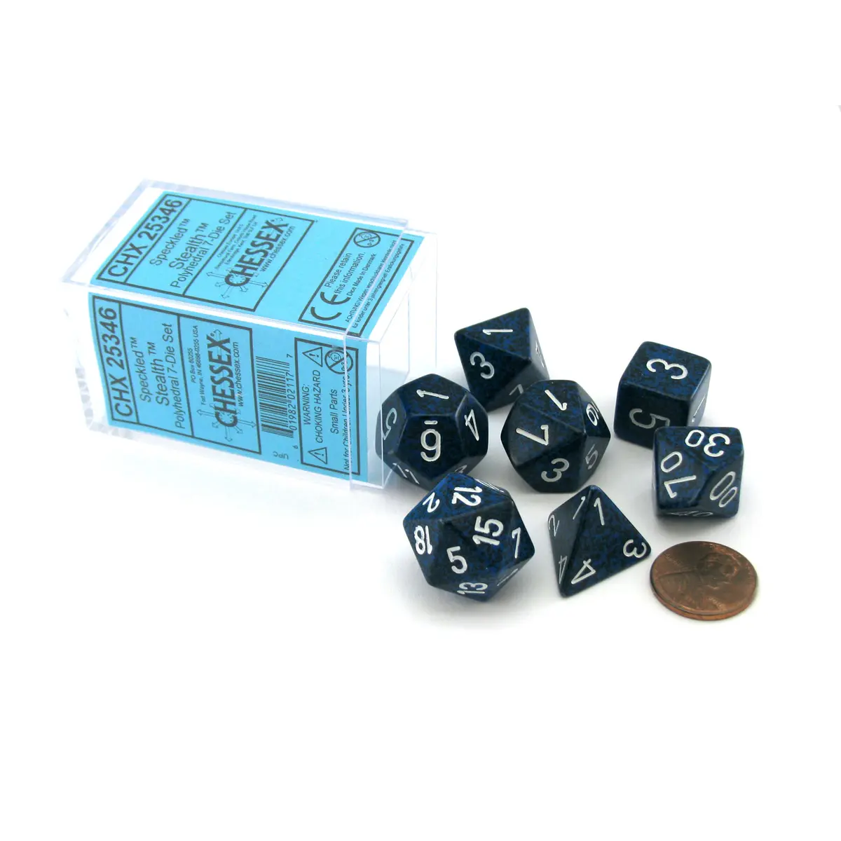 Polyhedral 7-Die Chessex Dice Set - Speckled Stealth