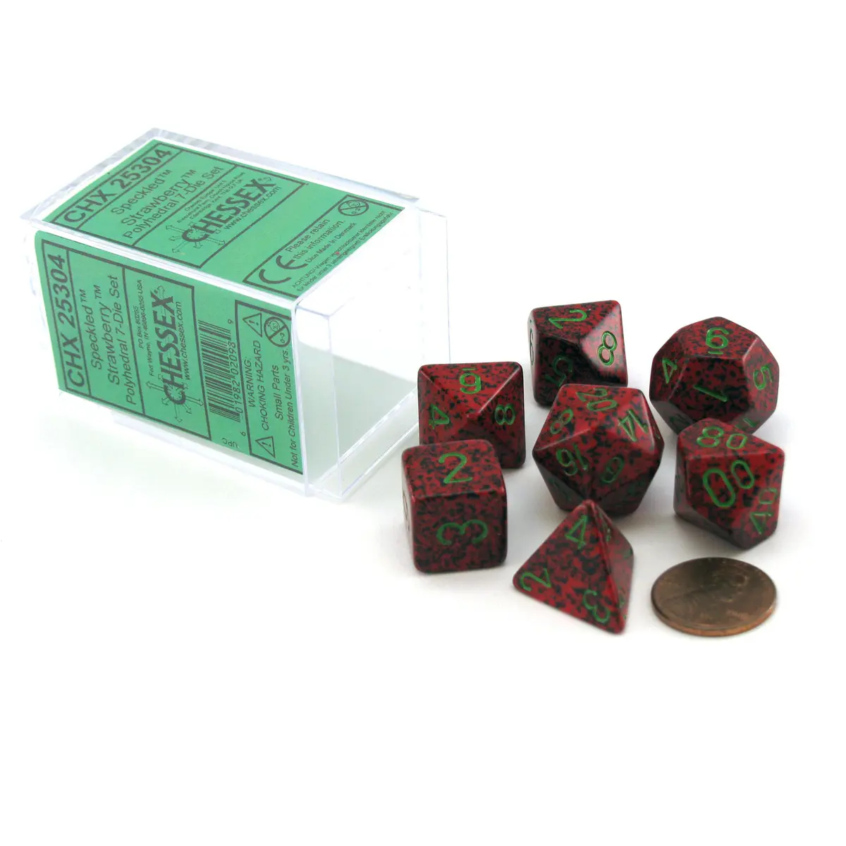 Polyhedral 7-Die Chessex Dice Set - Speckled Strawberry