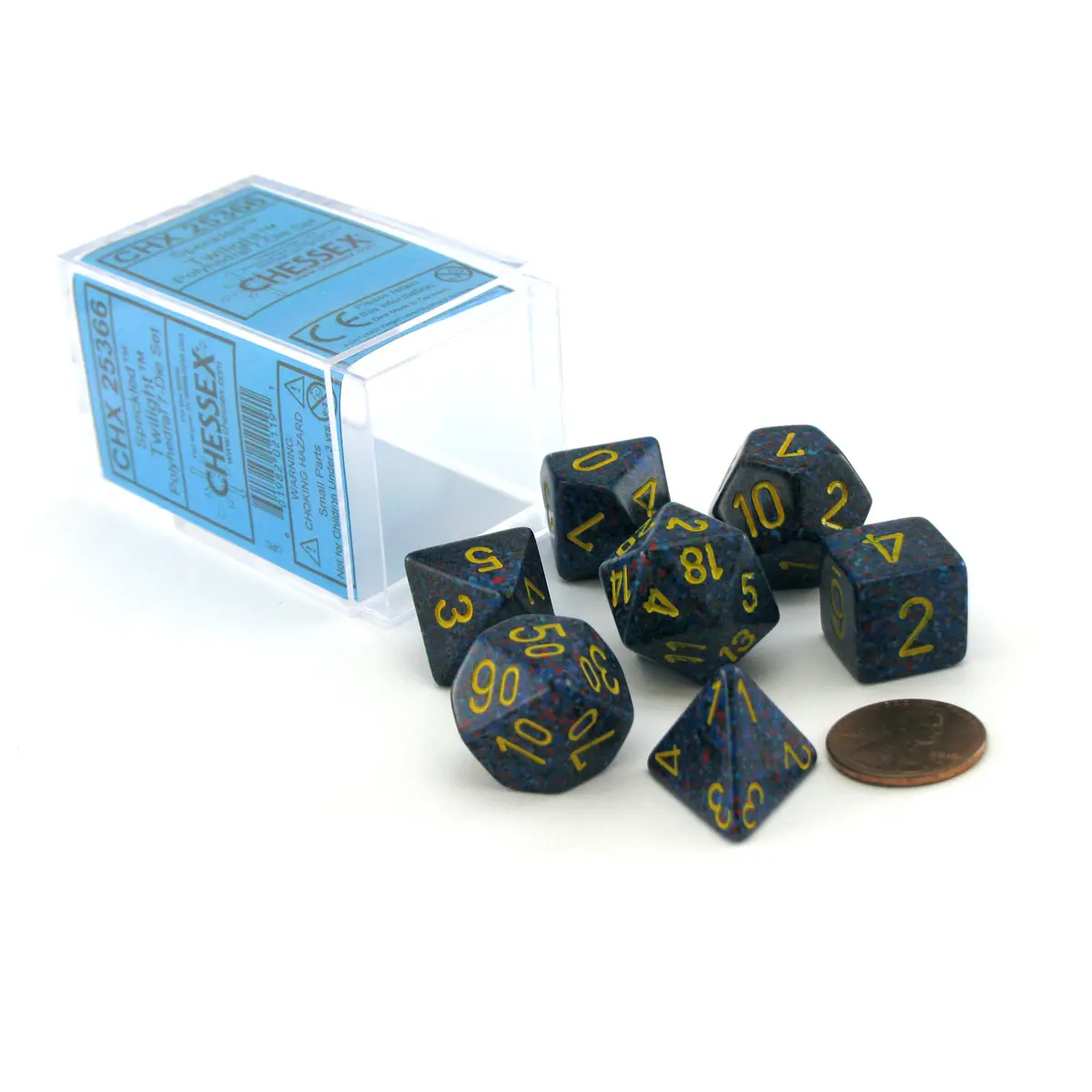 Polyhedral 7-Die Chessex Dice Set - Speckled Twilight