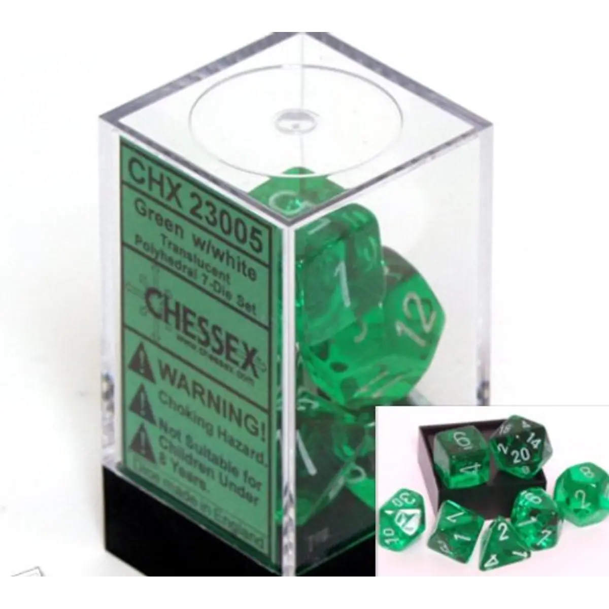 Polyhedral 7-Die Translucent Chessex Dice Set - Green