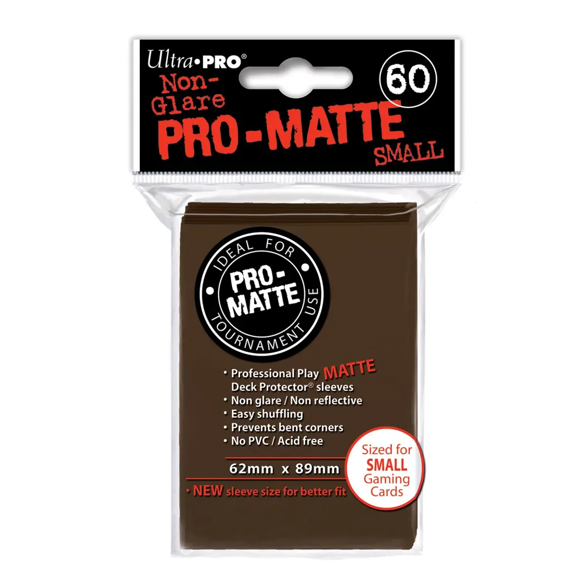 Pro-Matte Small Size Deck Protector Sleeves 62mm x 89mm: Brown 60ct
