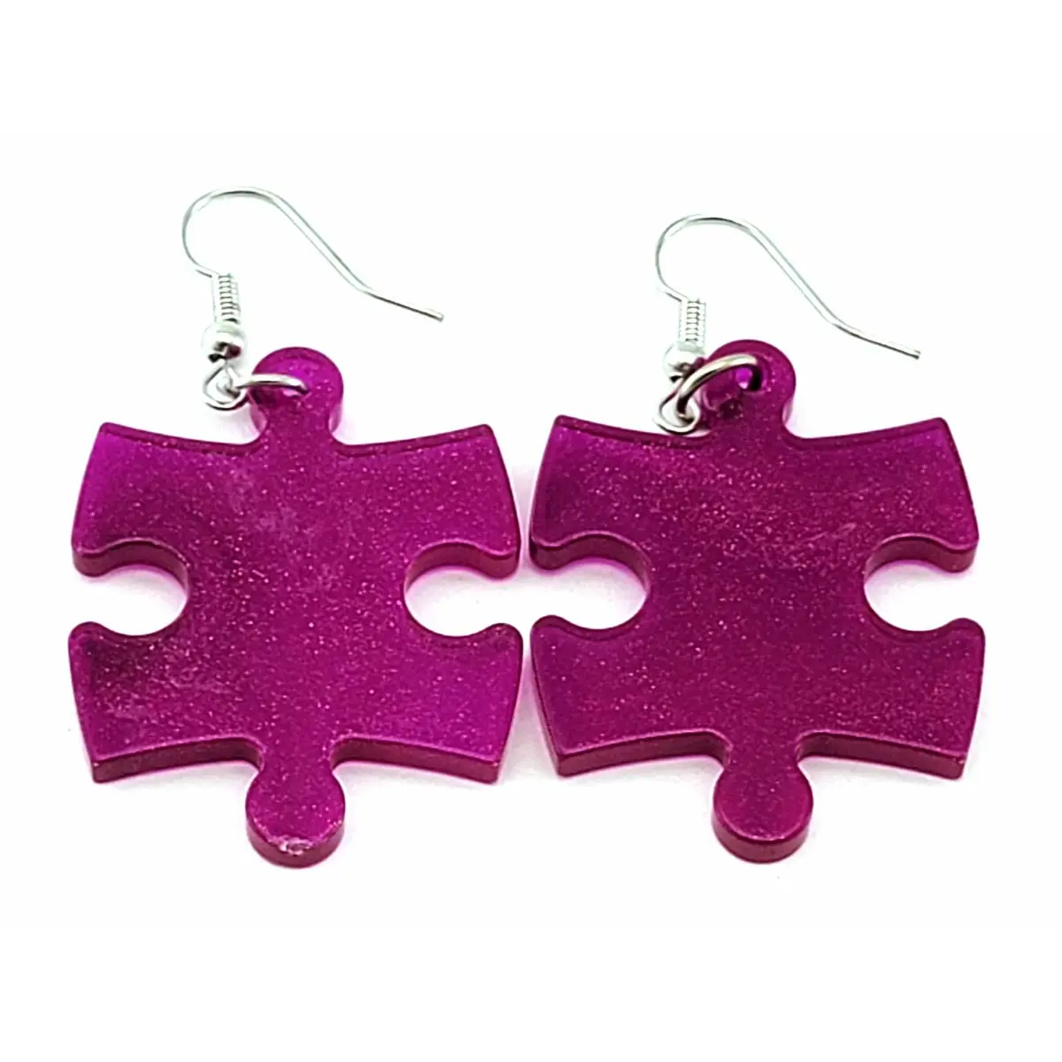 Puzzle Piece Earrings, Borealis Style - Purple
